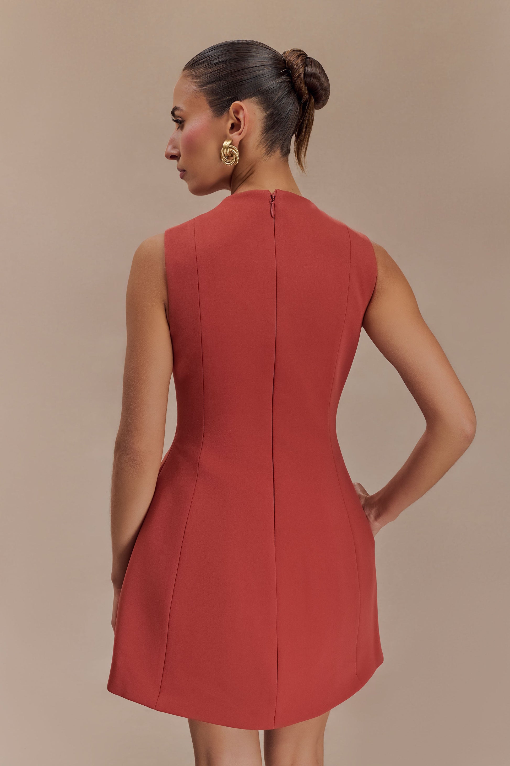 Winona Suiting Mini Dress With Cut Out - Chilli #3