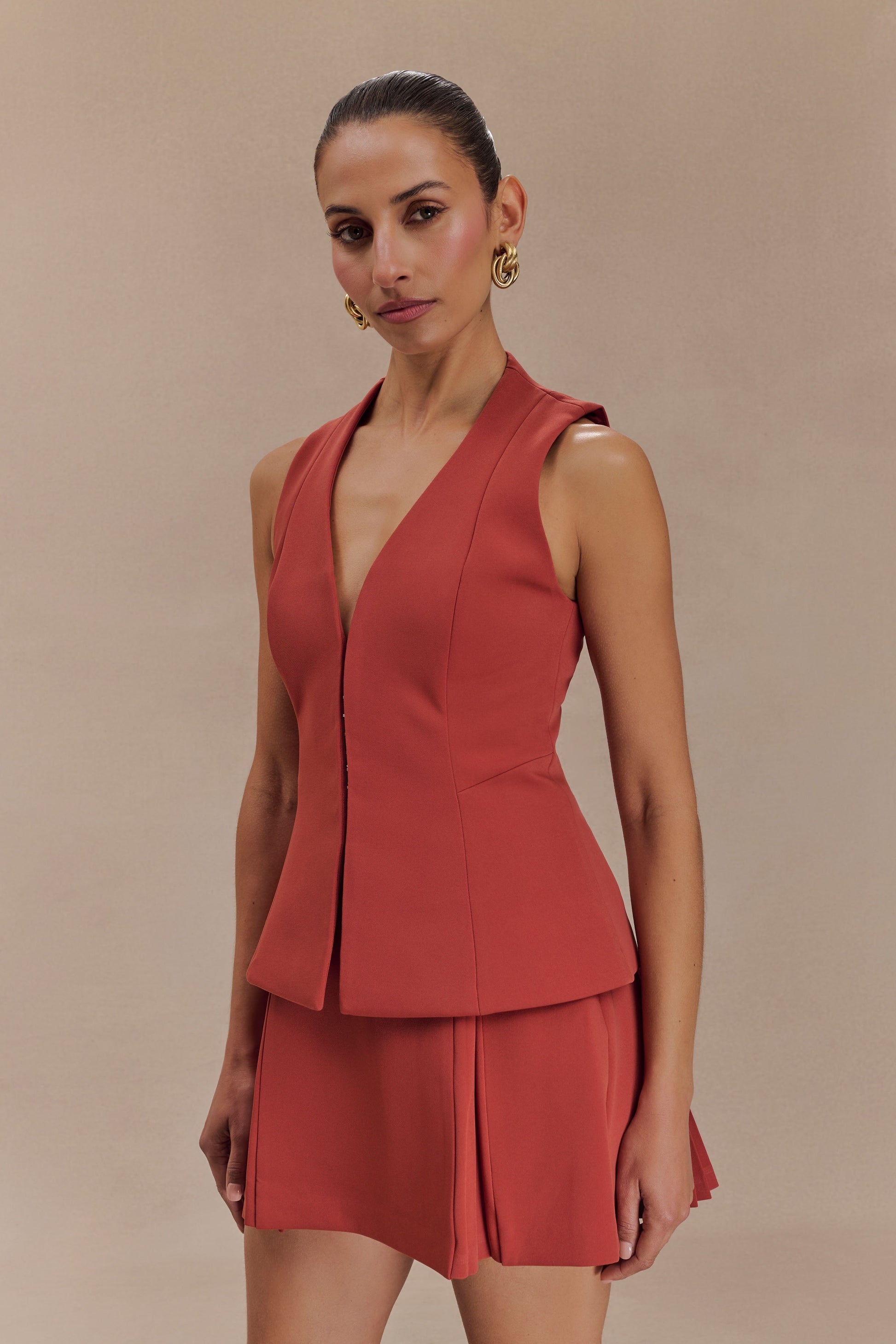 Melinda Structured Vest Top - Chilli #5