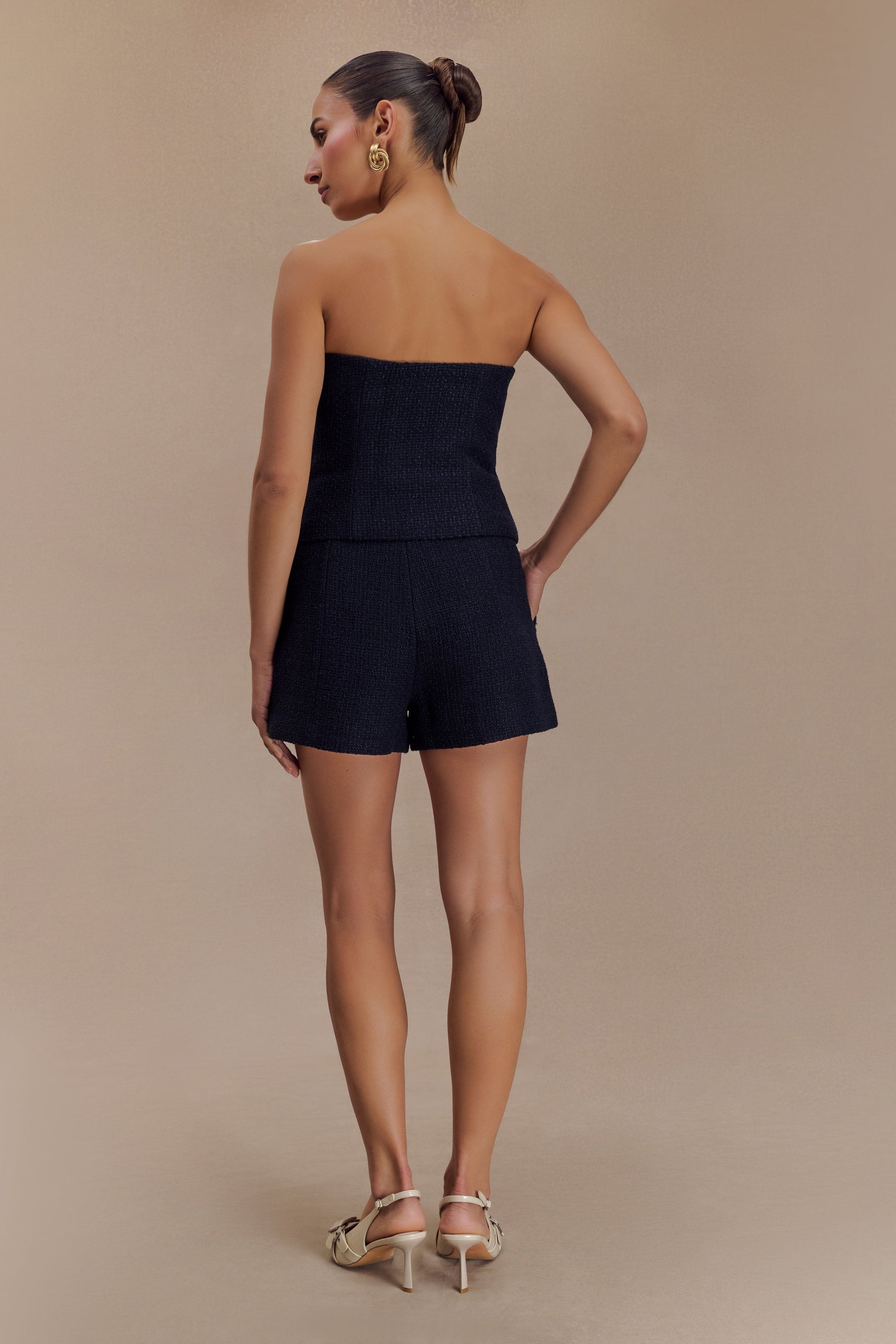 Parker Boucle Strapless Asymmetric Top - Midnight Blue #2