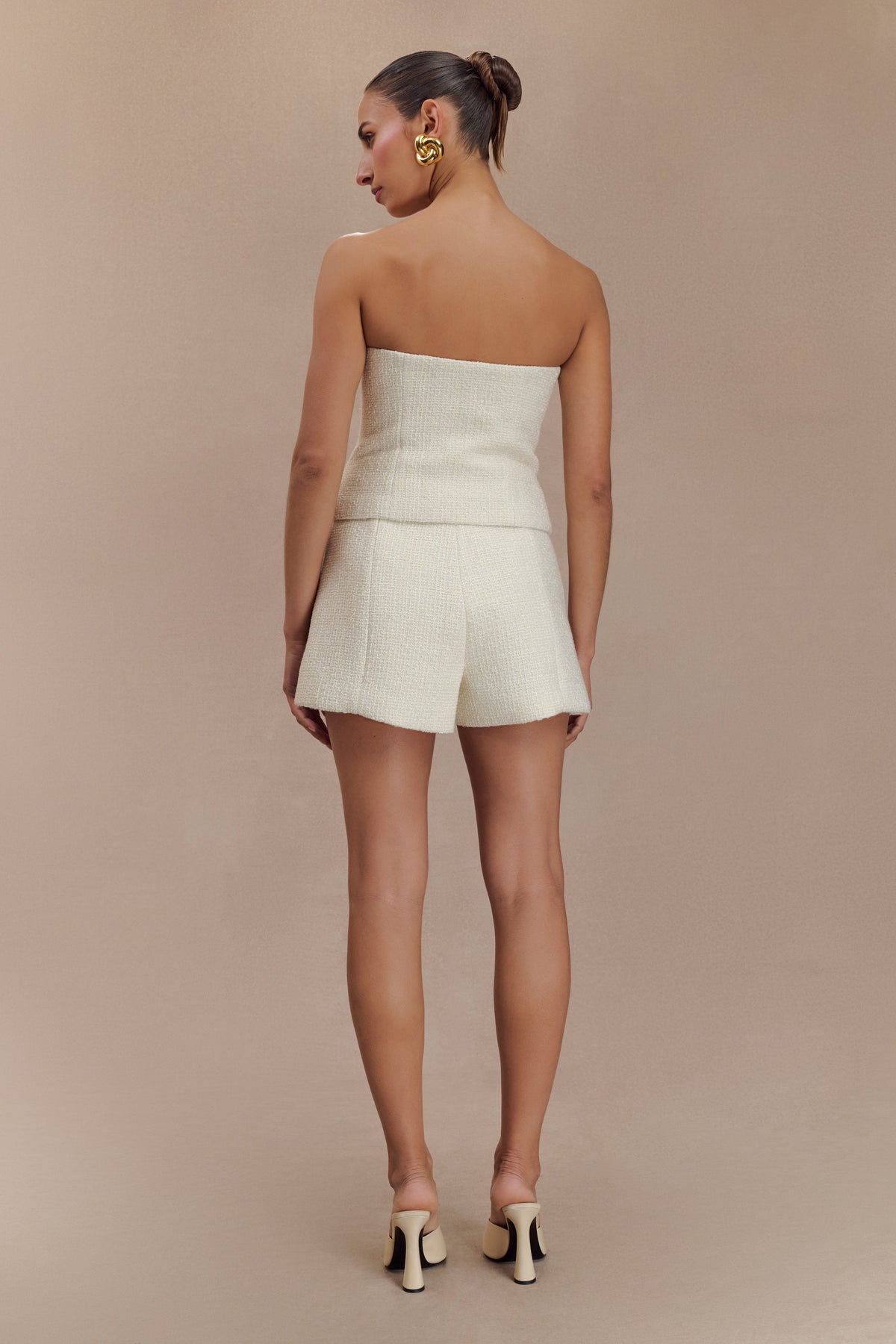 Parker Boucle Strapless Asymmetric Top - Ivory #2