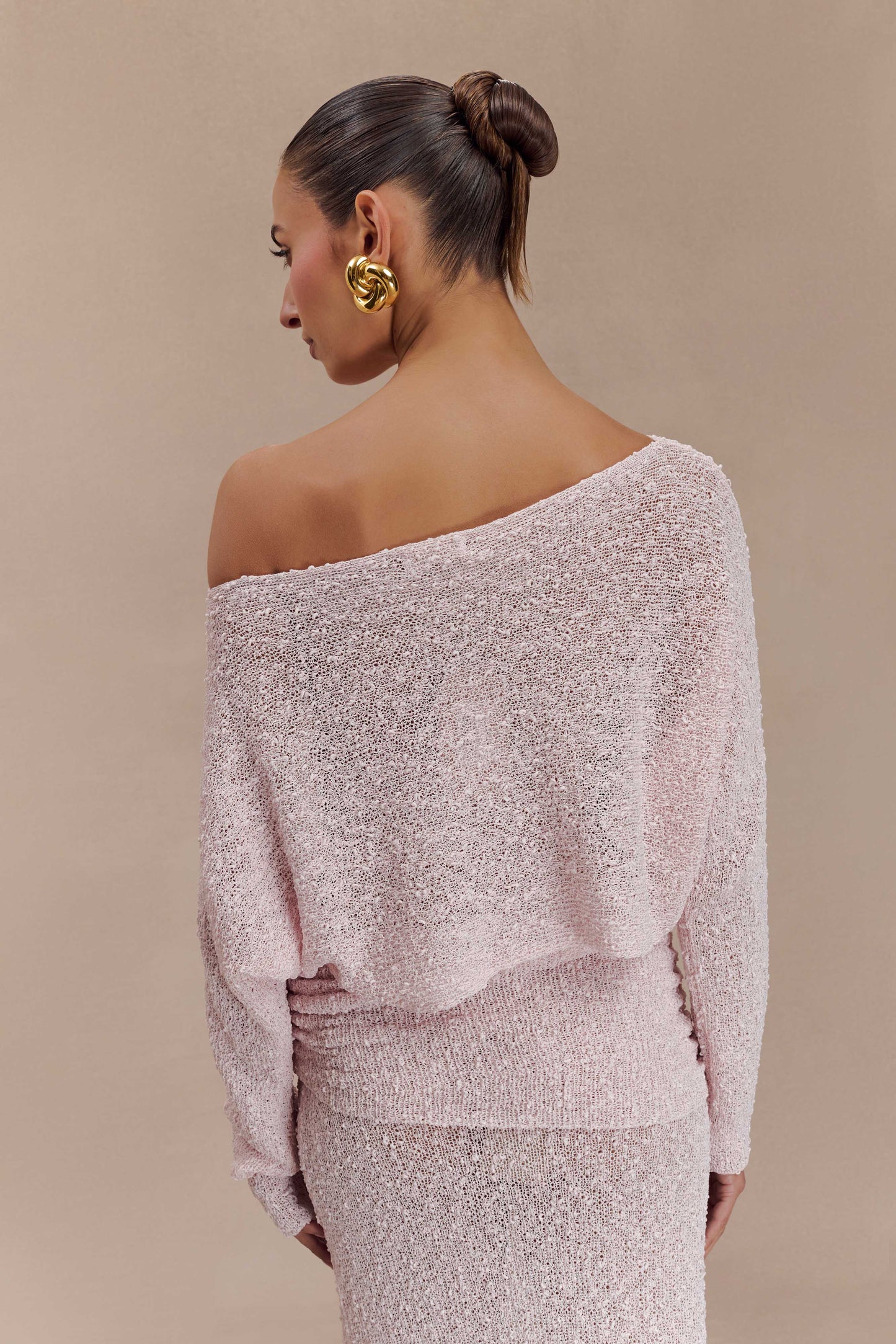 Petra Long Sleeve Knit Crop Top - Misty Rose