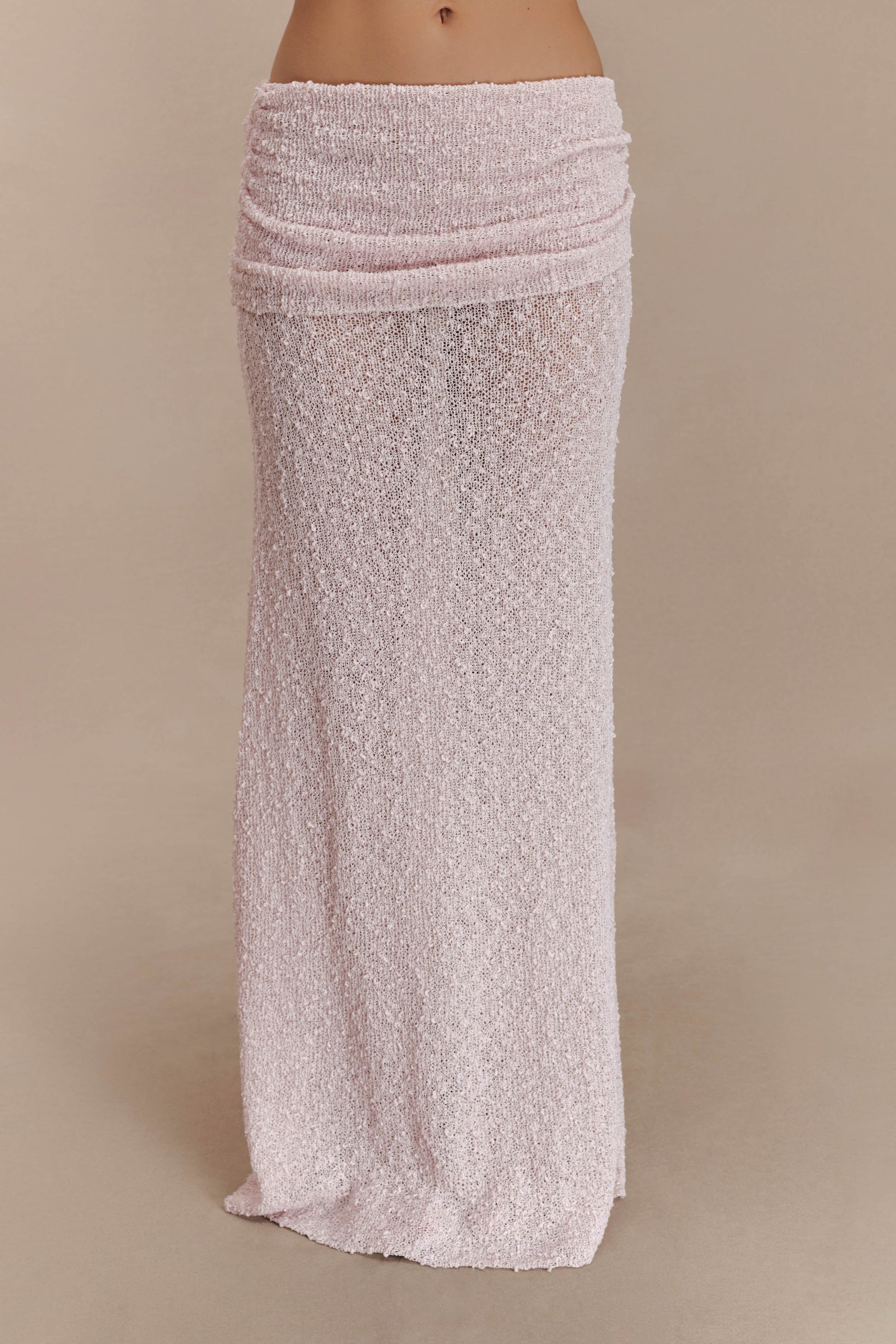 Petra Ruched Knit Maxi Skirt - Misty Rose #6