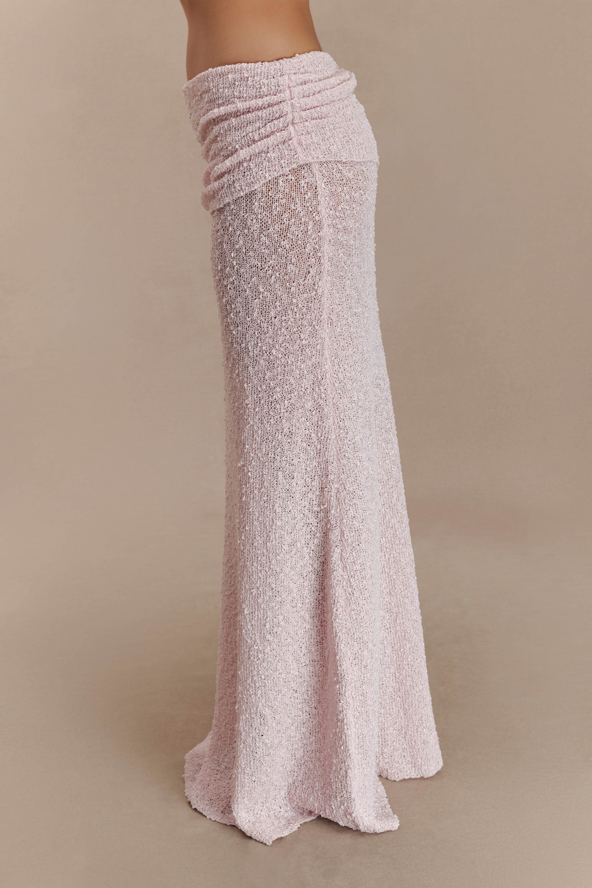 Petra Ruched Knit Maxi Skirt - Misty Rose #7