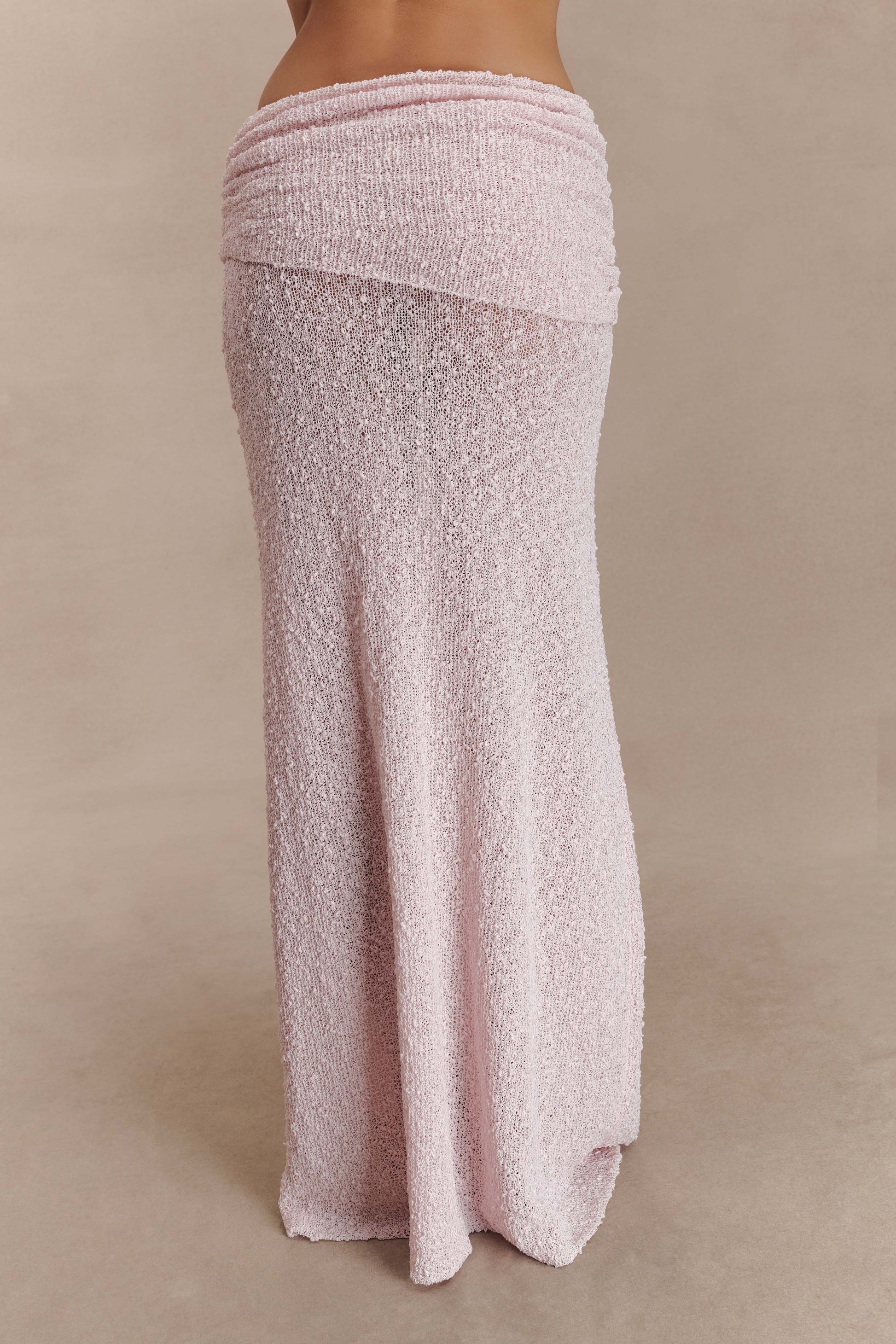 Petra Ruched Knit Maxi Skirt - Misty Rose #8