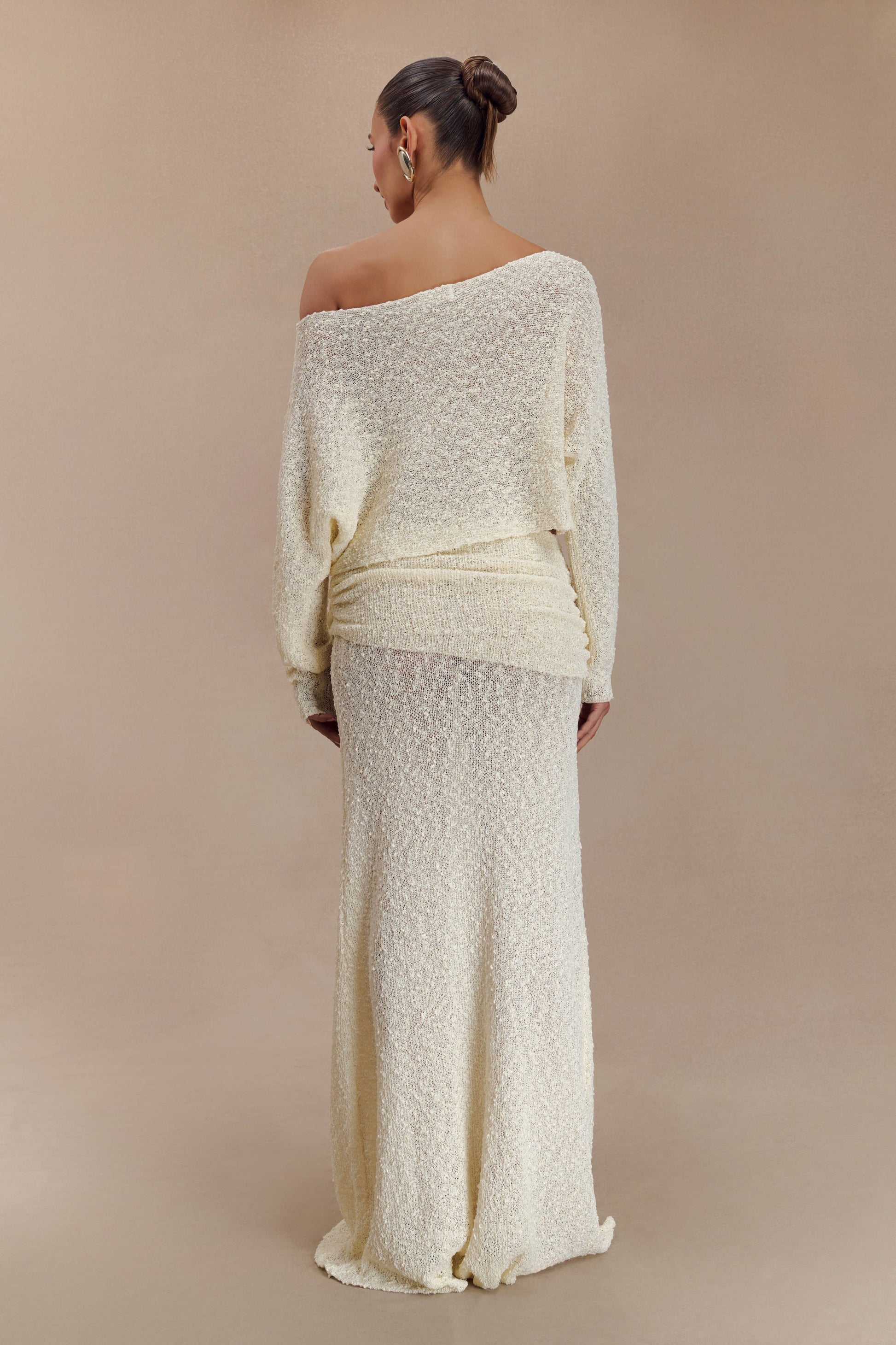 Petra Ruched Knit Maxi Skirt - Ivory #5