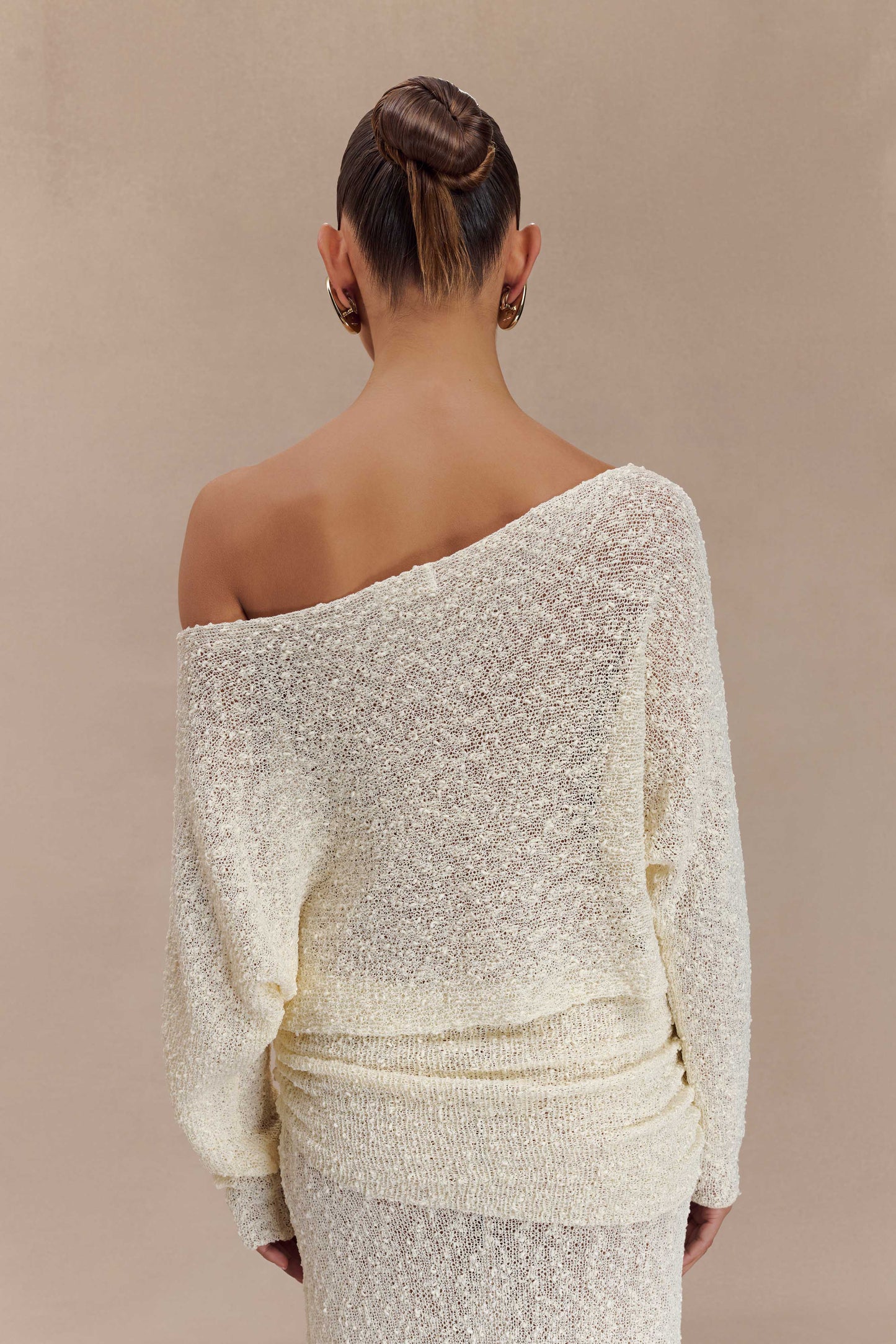 Petra Long Sleeve Knit Crop Top - Ivory