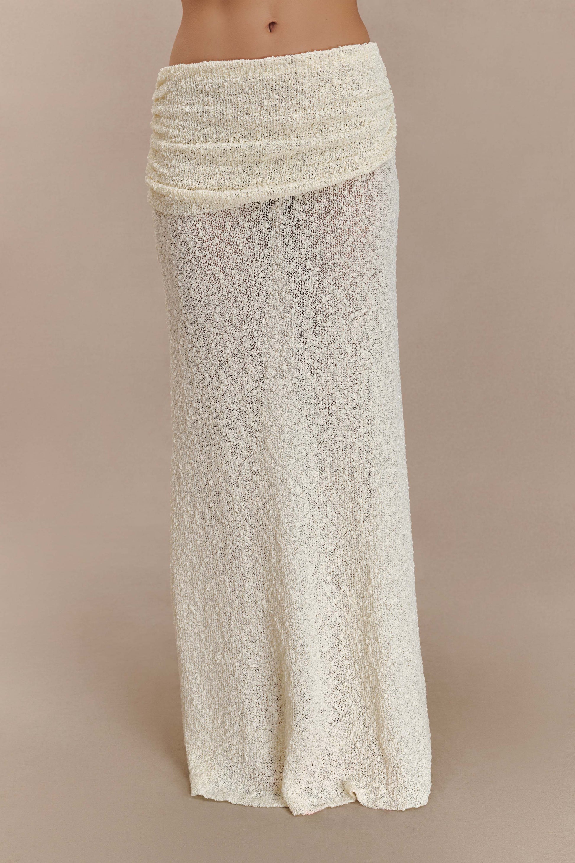 Petra Ruched Knit Maxi Skirt - Ivory #8