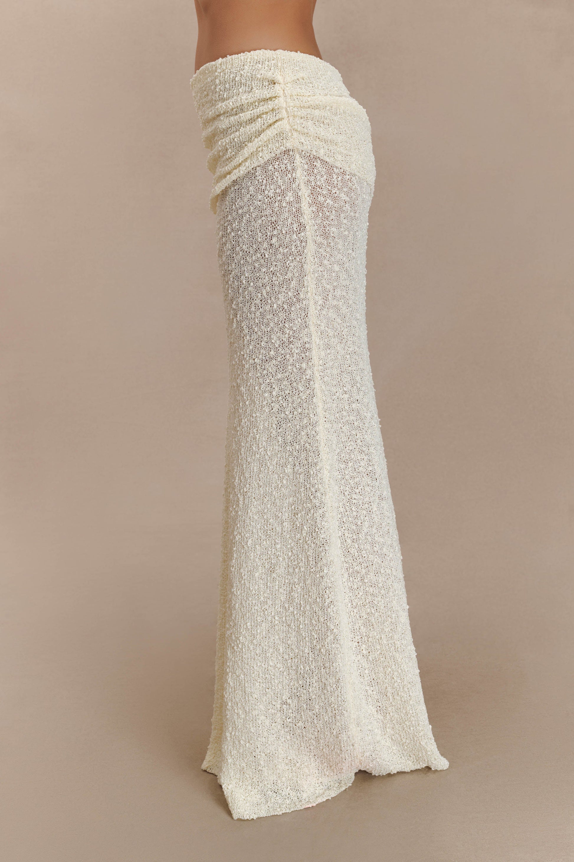 Petra Ruched Knit Maxi Skirt - Ivory #9