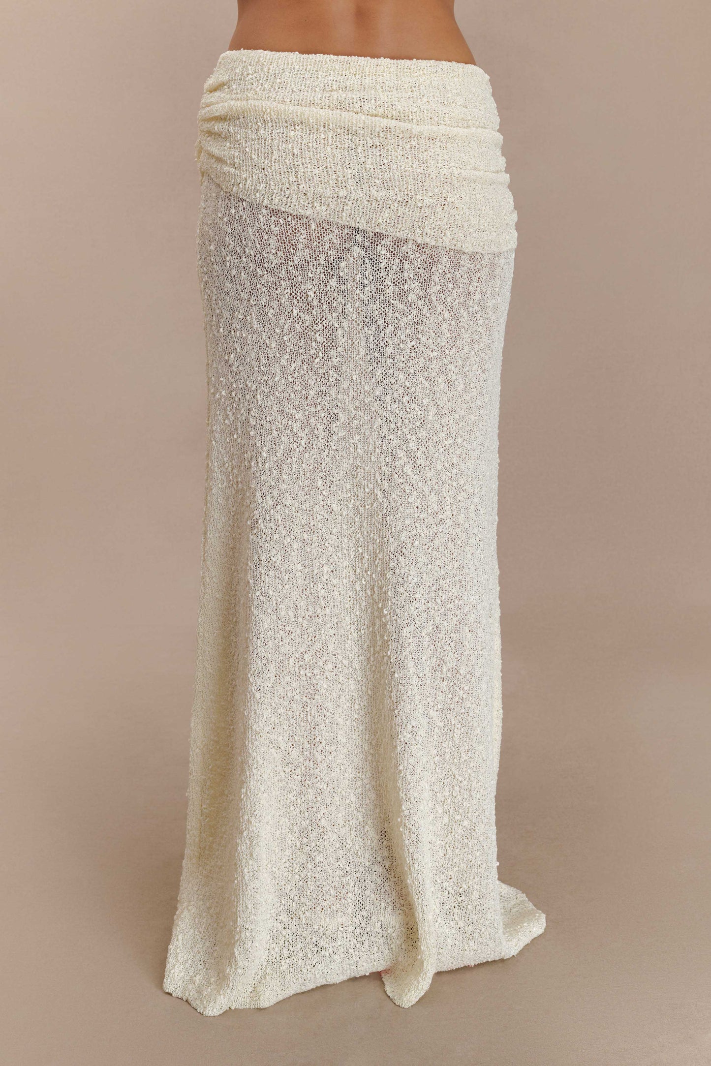 Petra Ruched Knit Maxi Skirt - Ivory