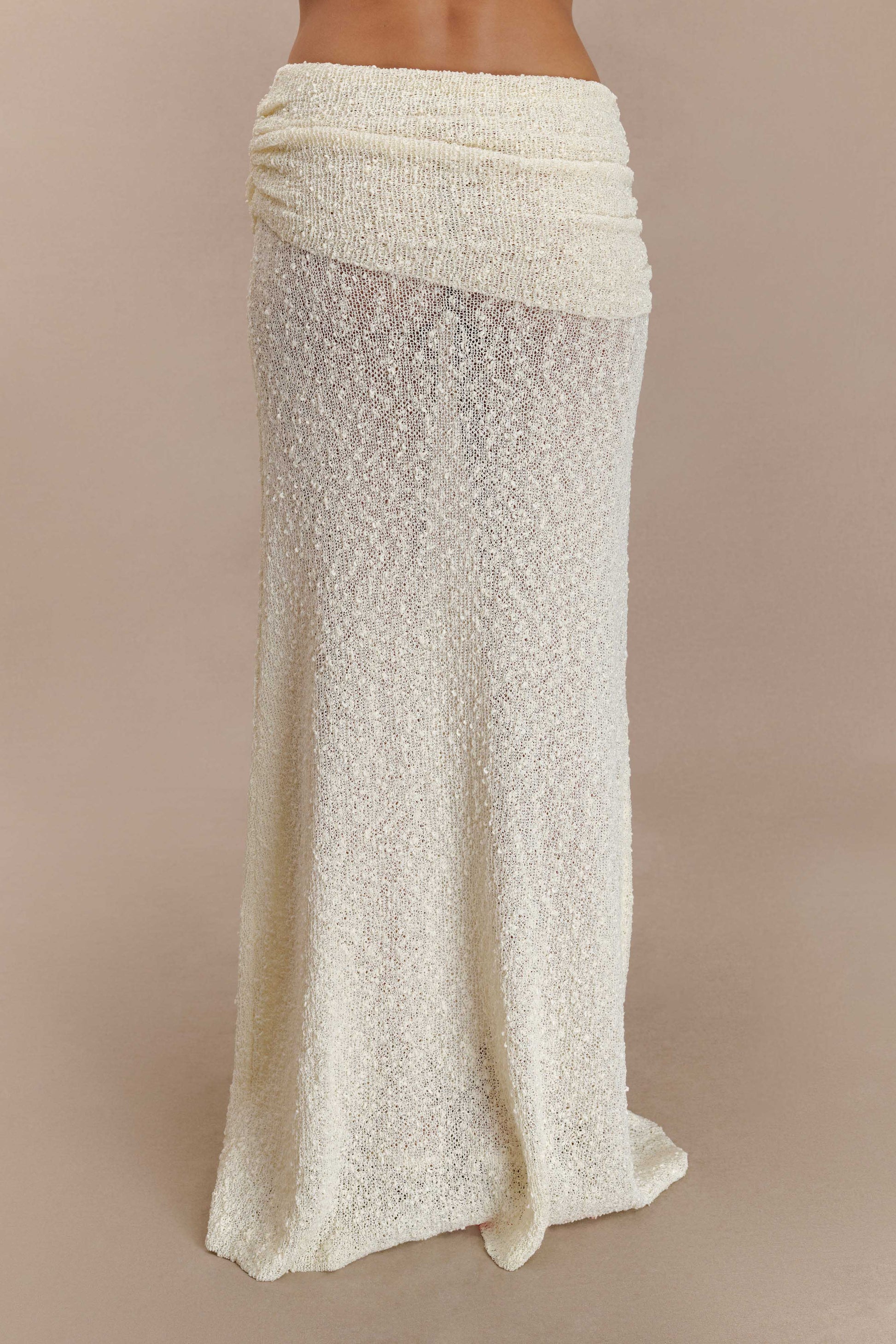 Petra Ruched Knit Maxi Skirt - Ivory #10