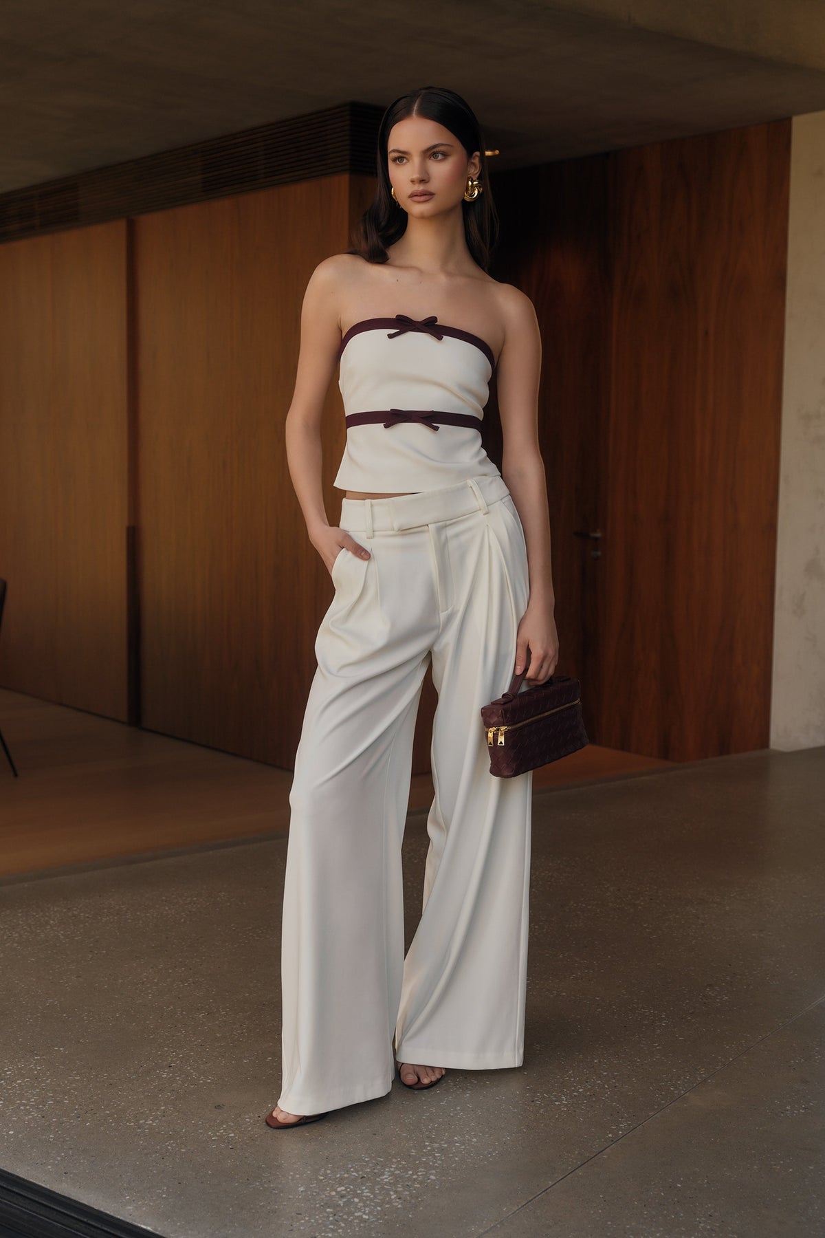 Jacqueline Pleated Wide Leg Pants - Ivory #8