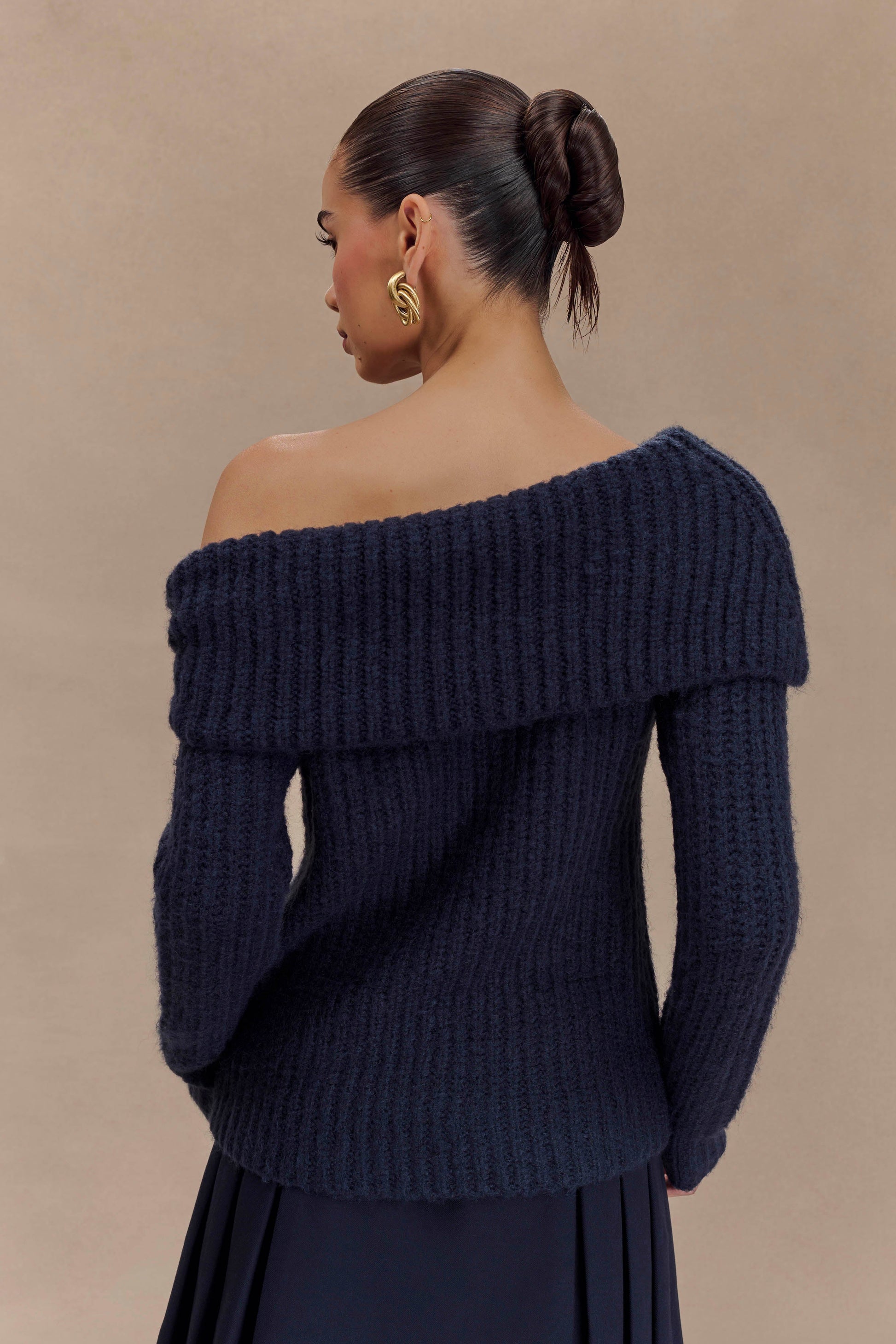 Alicia Off Shoulder Knit Top - Dark Navy #2