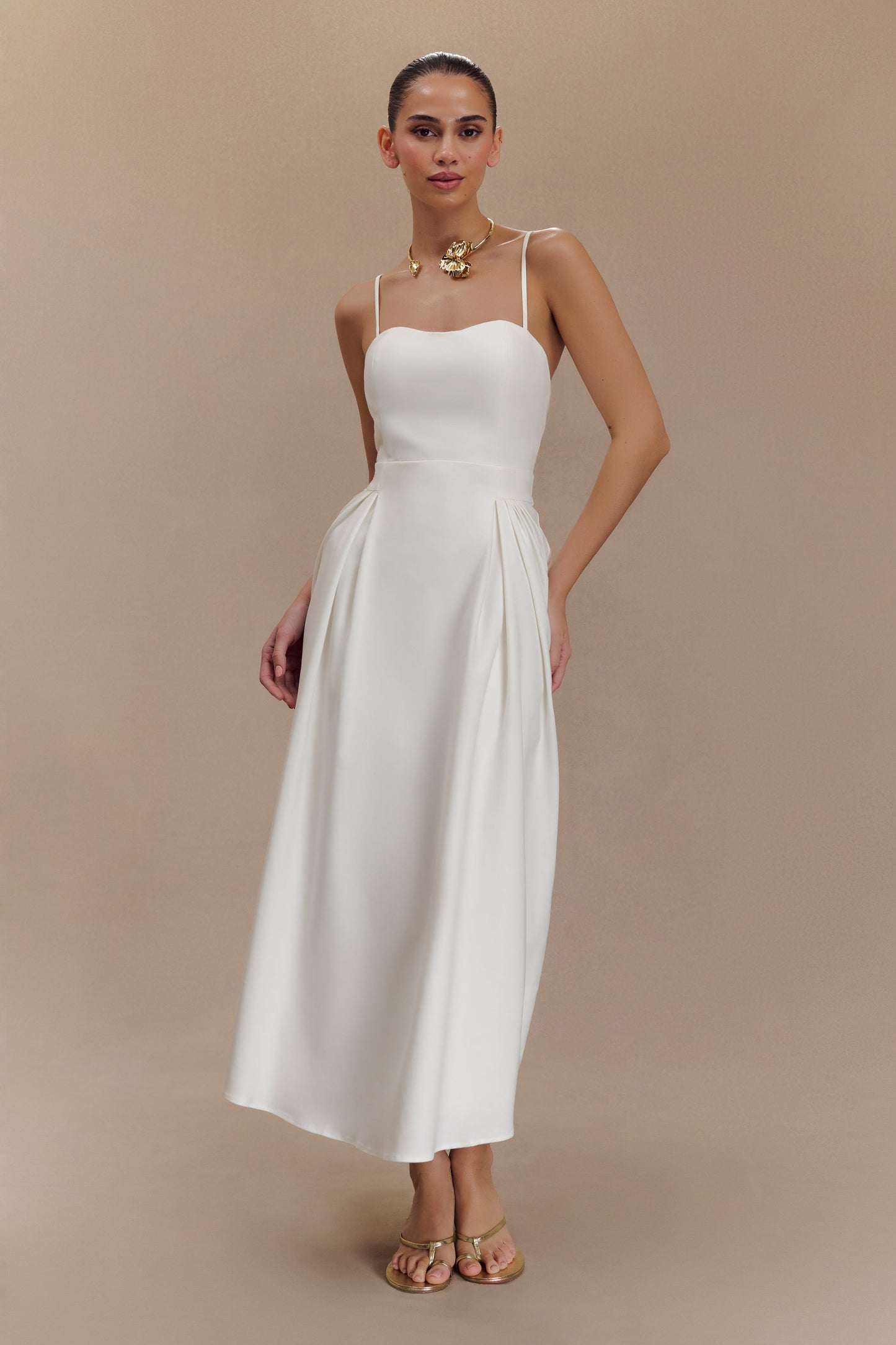 Rebecca Cotton Midi Dress - White