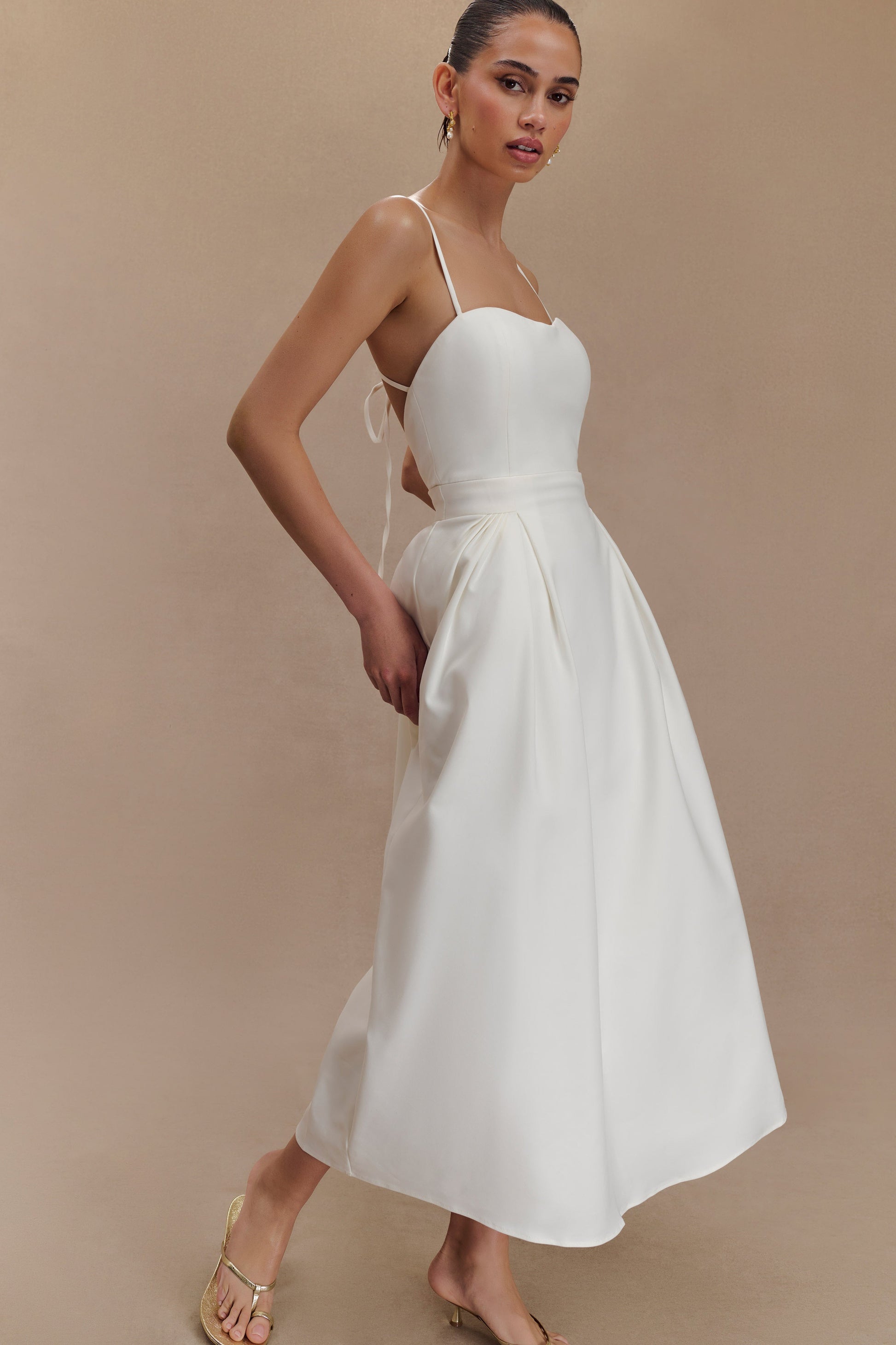 Rebecca Cotton Midi Dress - White #3