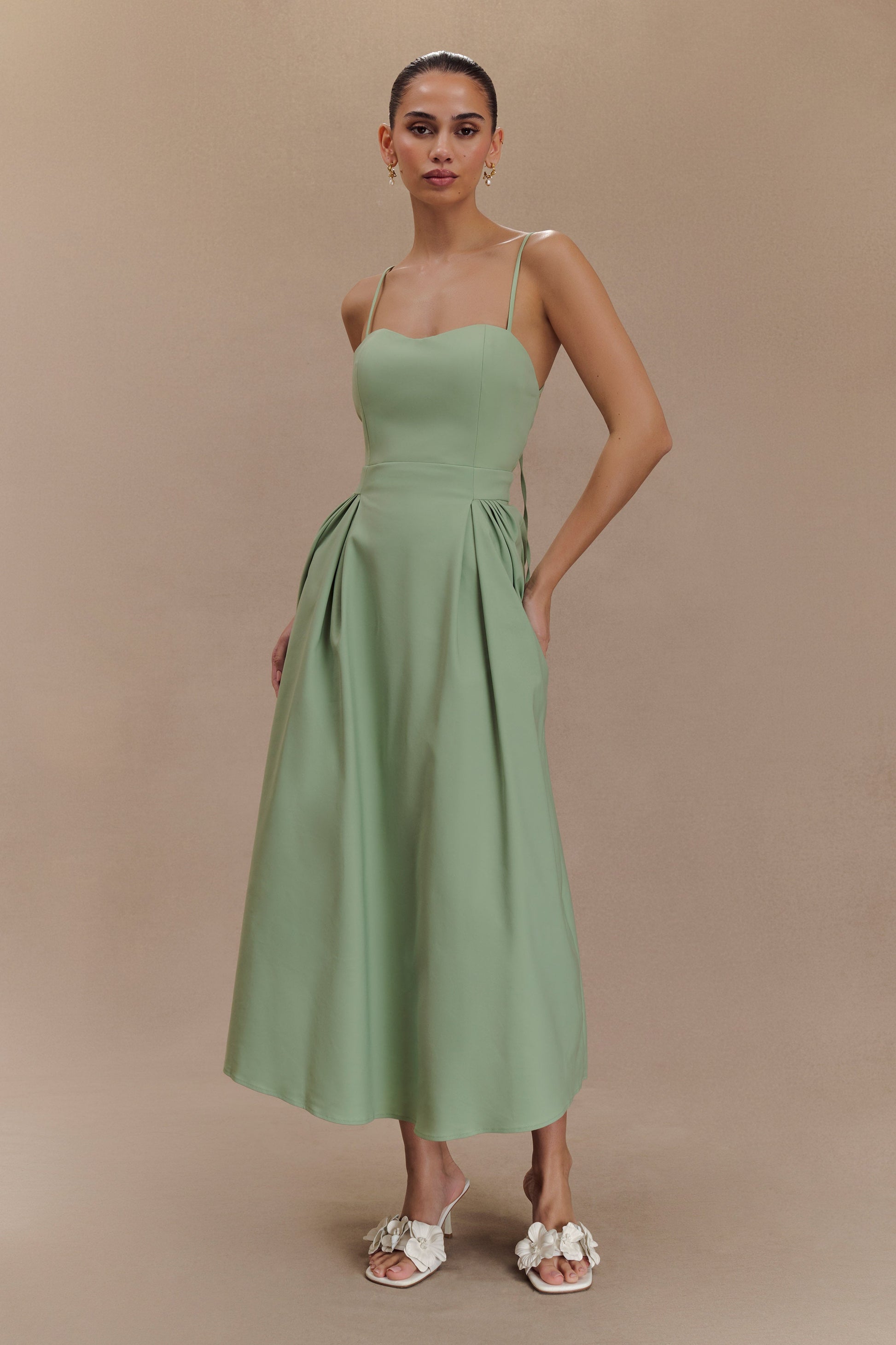Rebecca Cotton Midi Dress - Basil #2