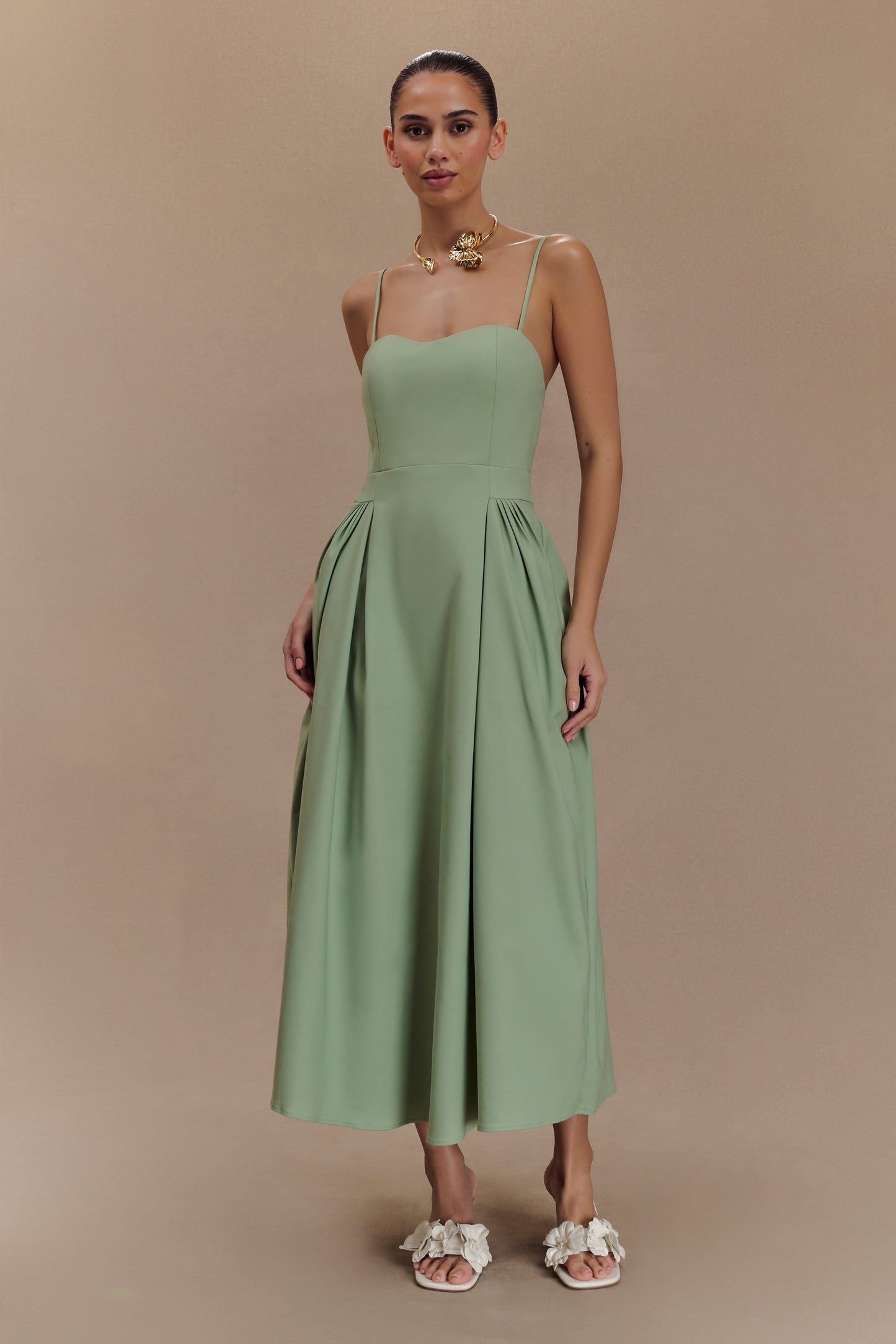 Rebecca Cotton Midi Dress - Basil