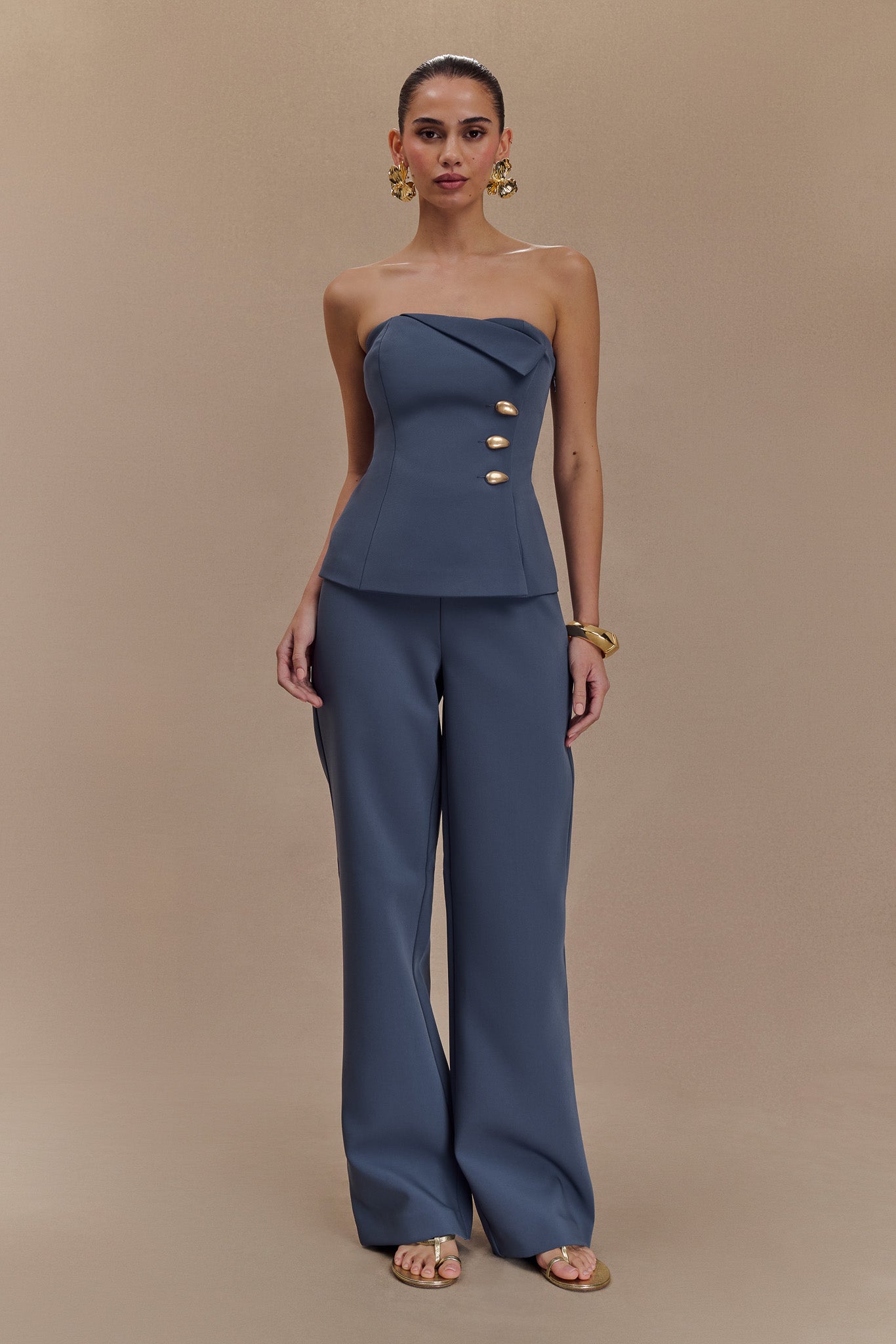 Lindie Straight Leg Suiting Pants - Steel #2