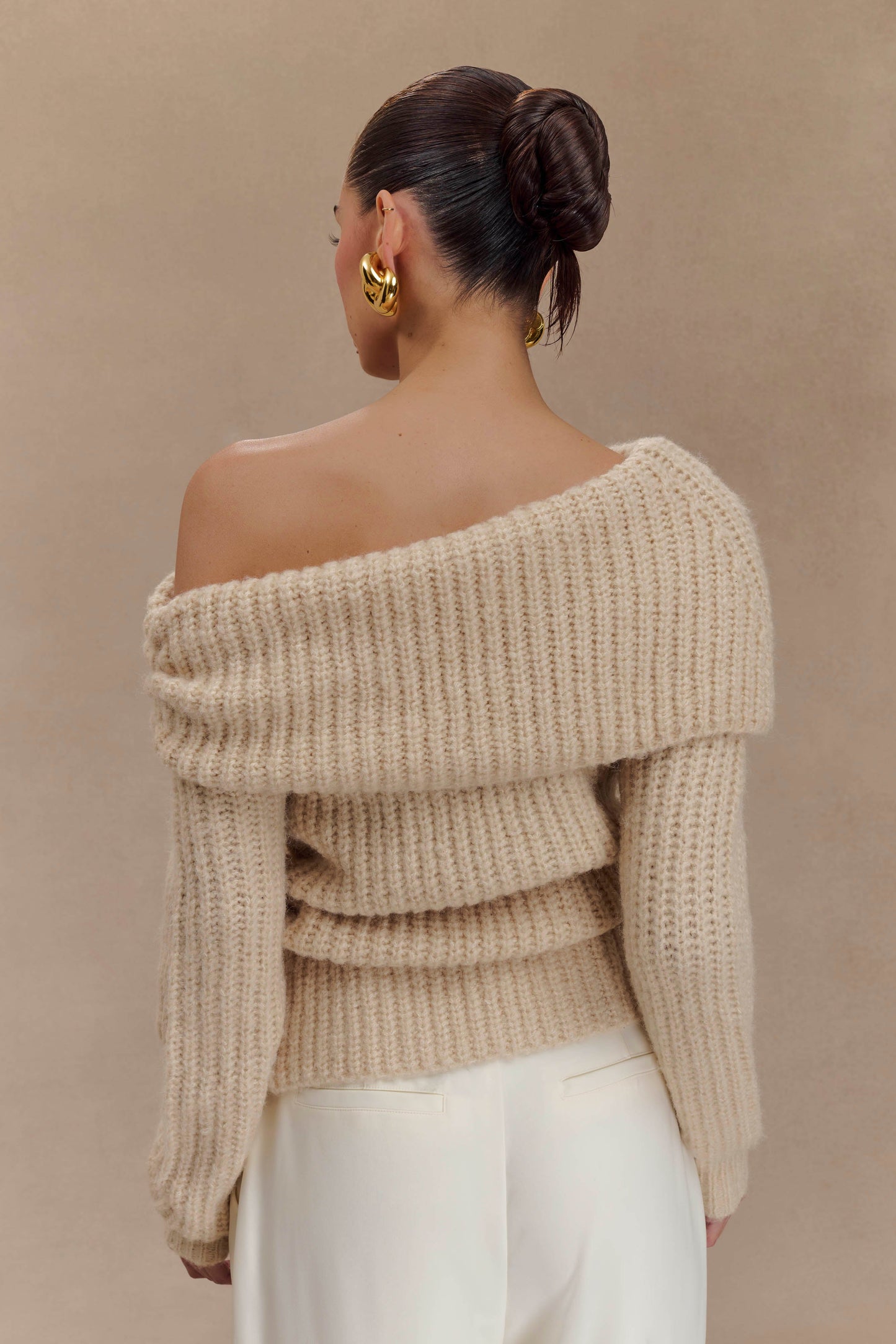 Alicia Off Shoulder Knit Top - Cream