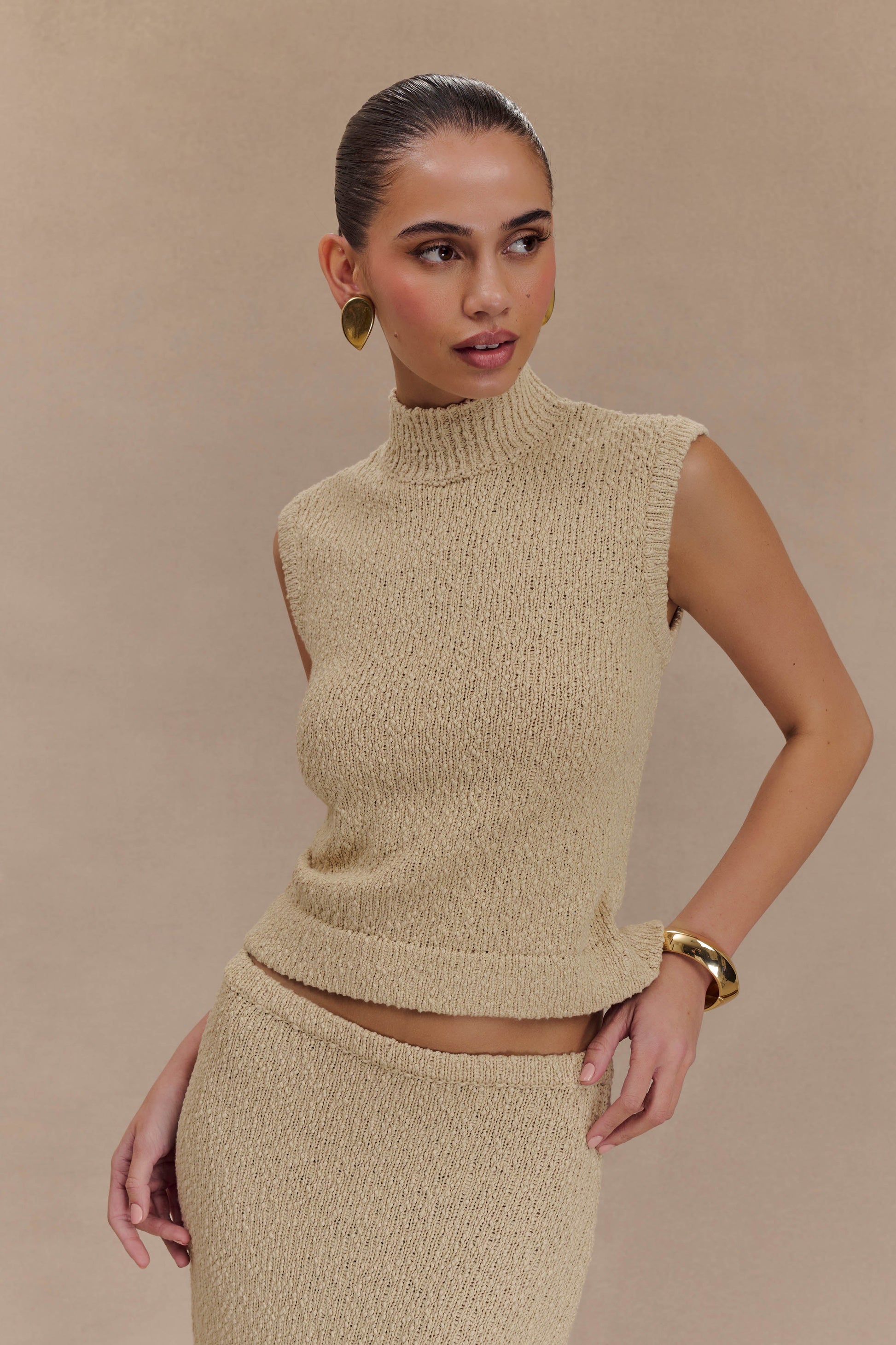 Azalea Sleeveless Knit Top - Wheat #4
