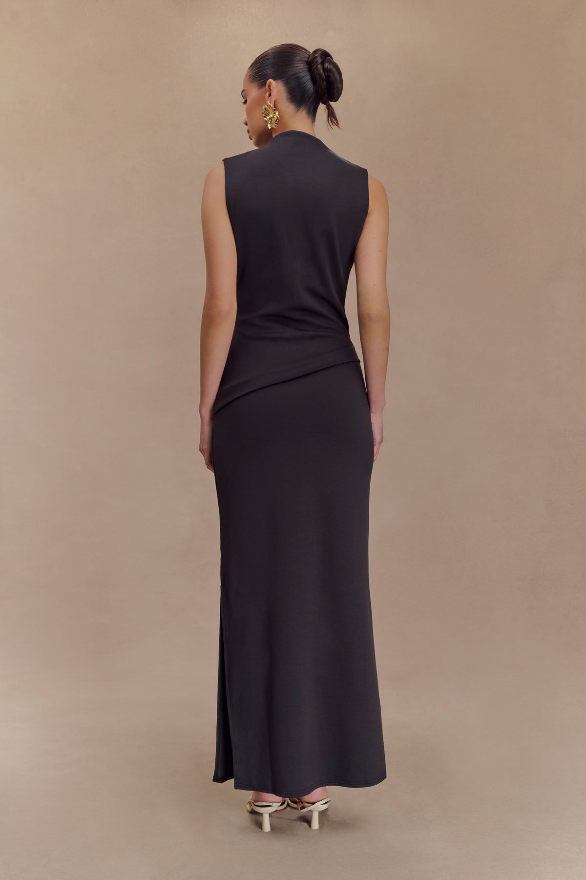 Lorelei Crepe Twist Midi Dress - Dark Charcoal #2