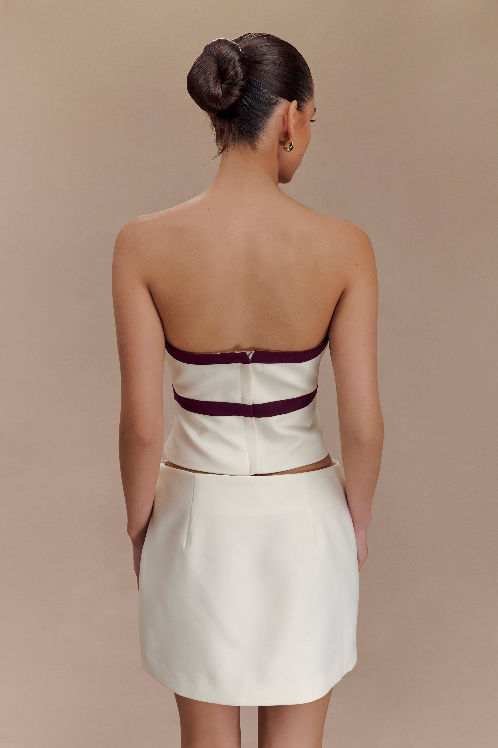 Aisha Strapless Suiting Top With Contrast Bows - Ivory #2