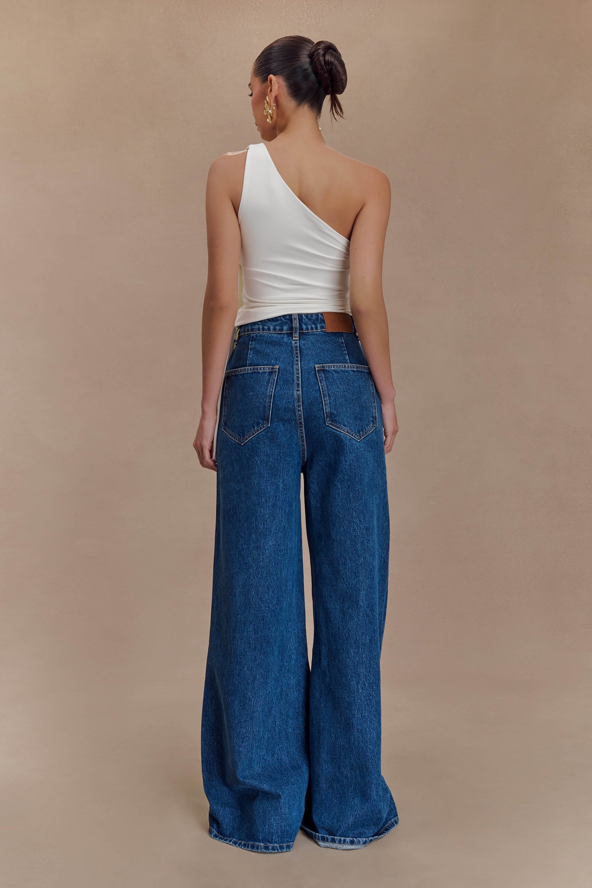 Sera One Shoulder Recycled Nylon Top With Drape - Ivory #2