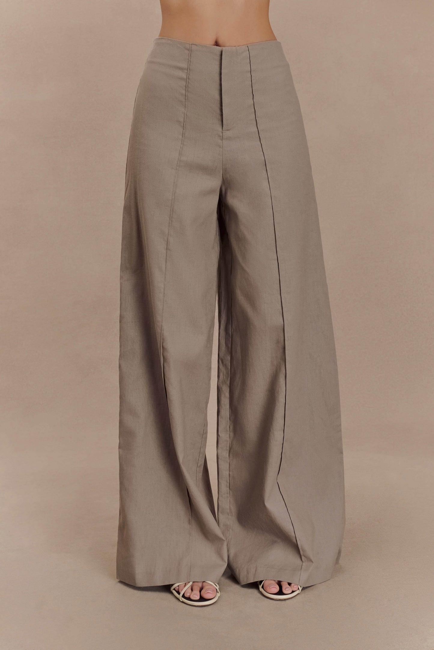 Brandi Linen Straight Leg Pant - Pebble