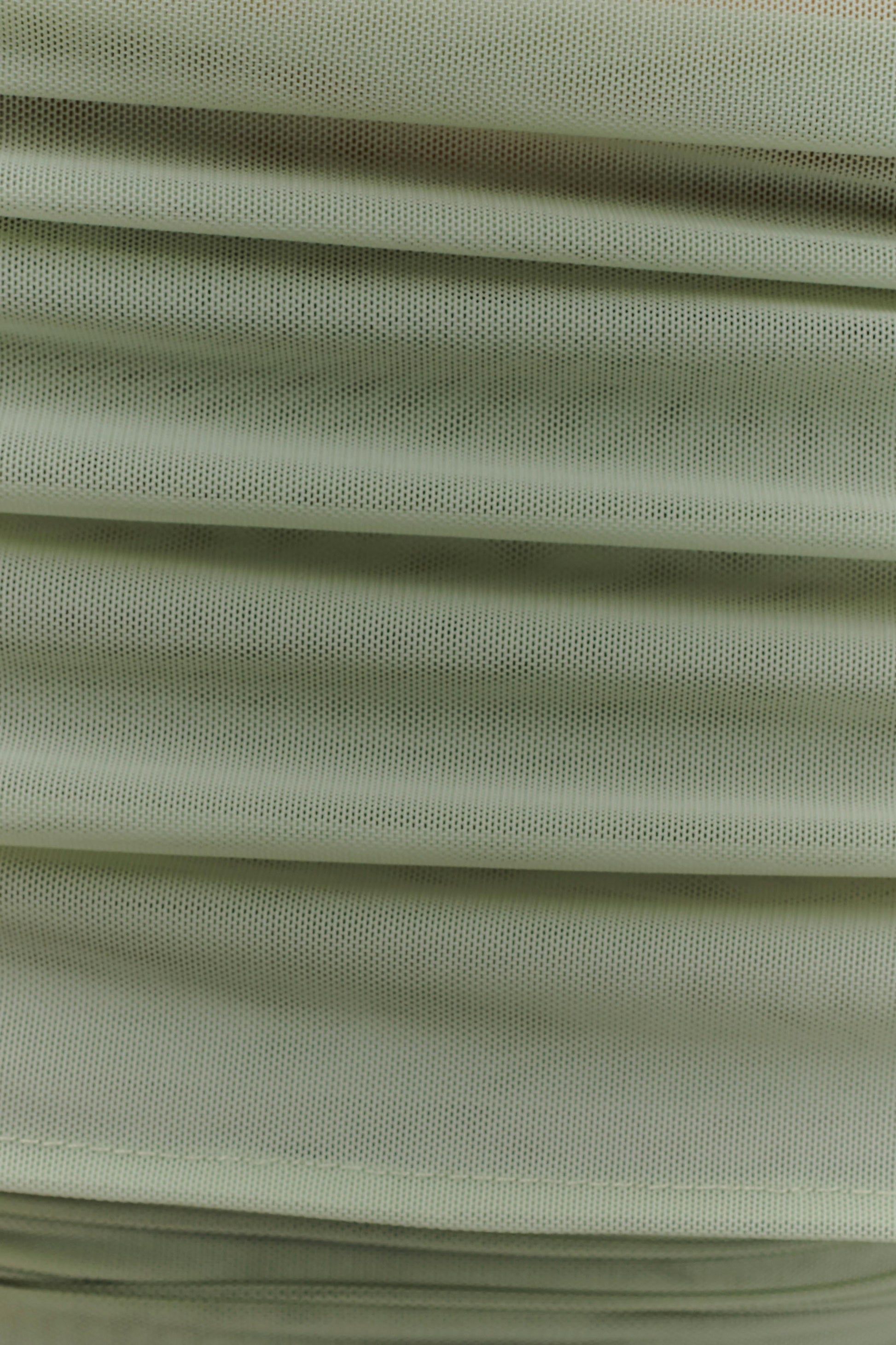 Arna Off Shoulder Mesh Crop Top - Basil #5