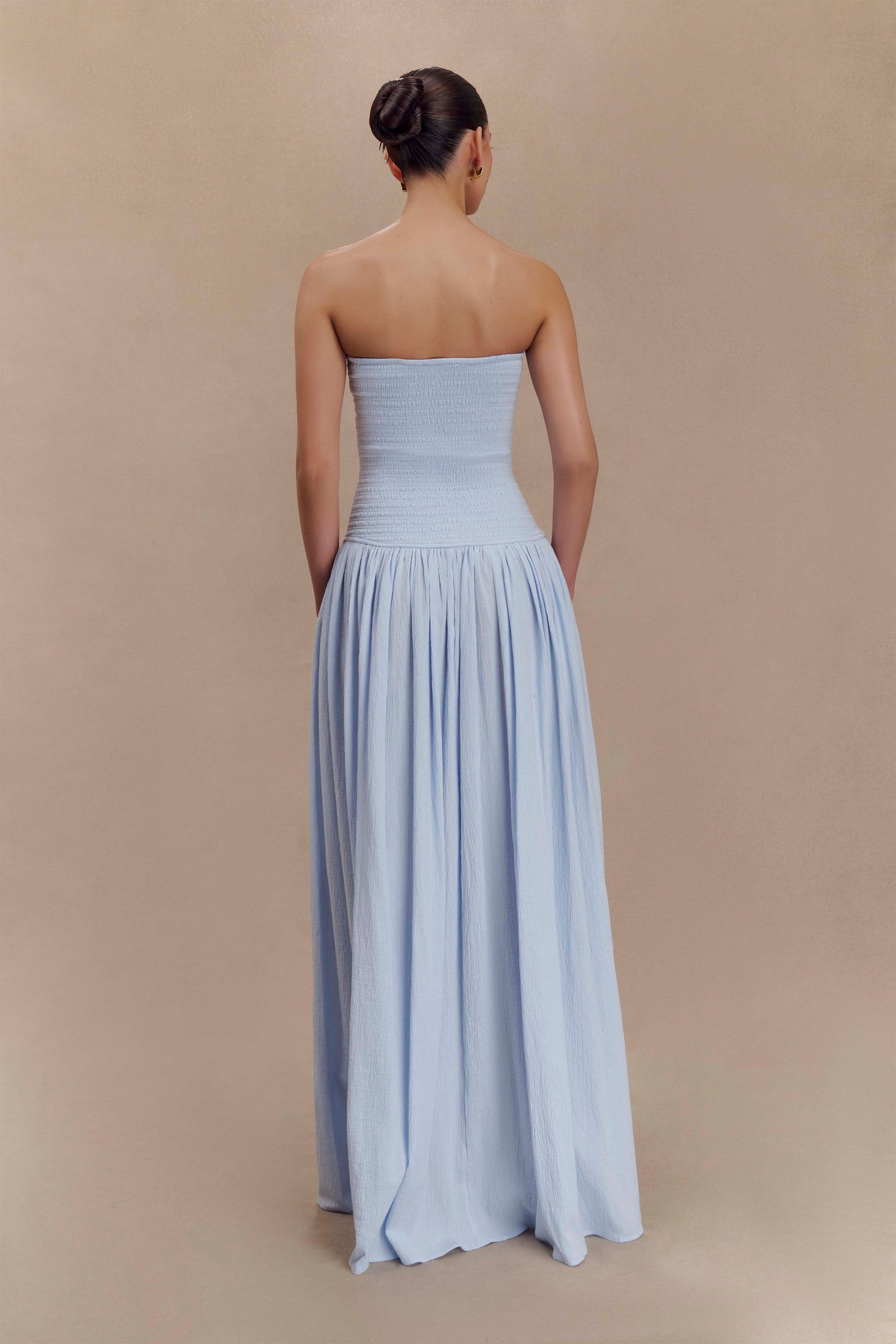 Maureen Cotton Shirring Maxi Dress - Powder Blue