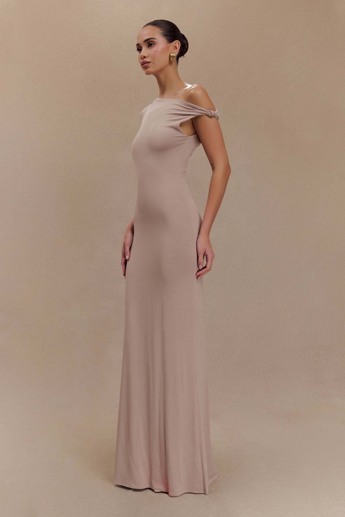 Tamsin Short Sleeve Modal Maxi Dress - Mushroom #3