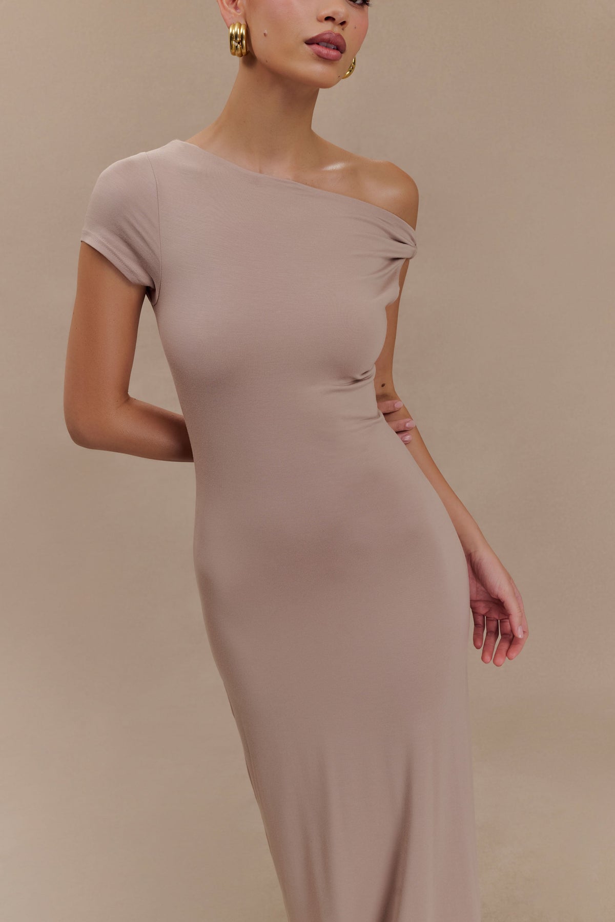 Tamsin Short Sleeve Modal Maxi Dress - Mushroom #6