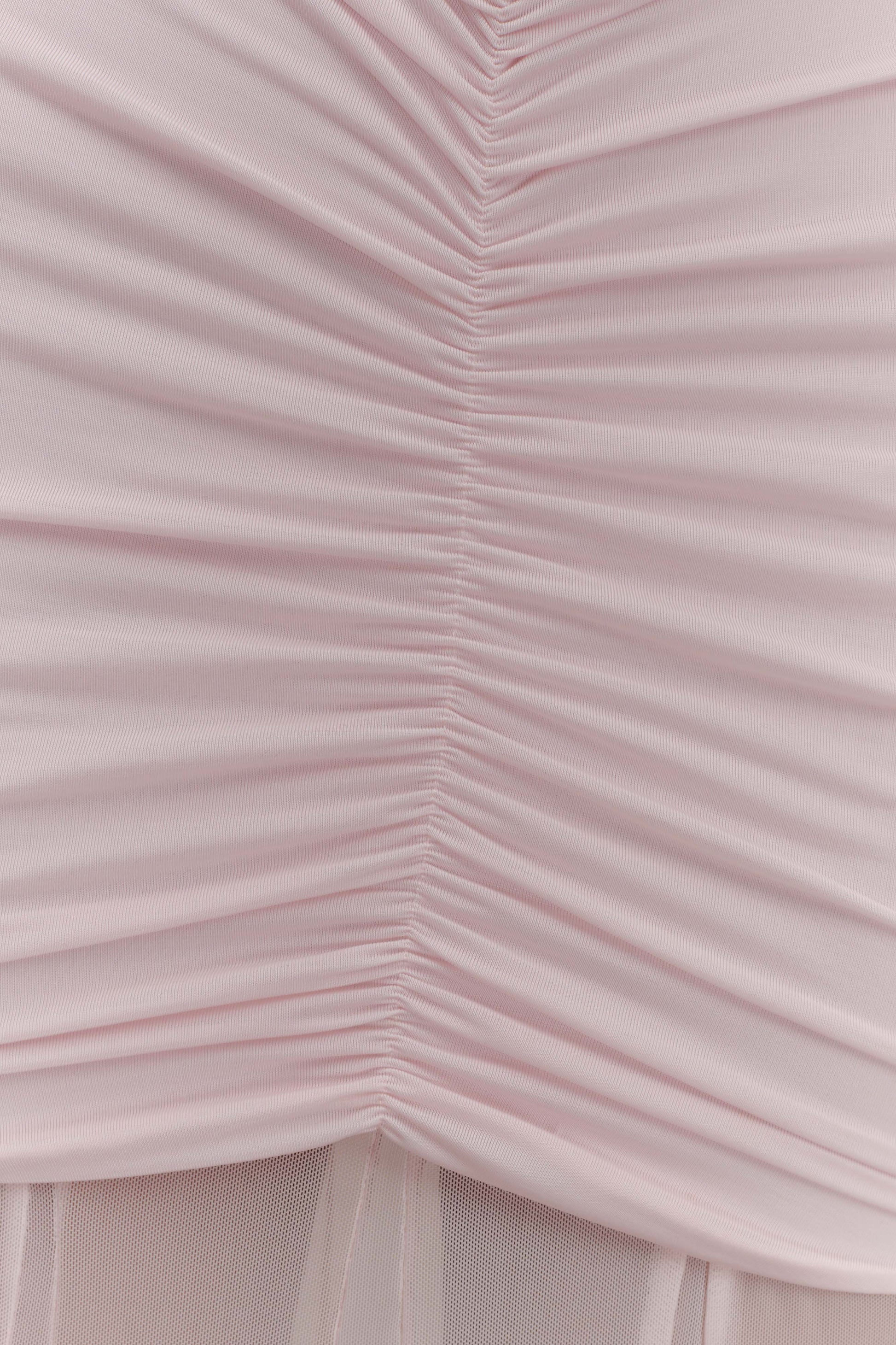 Caspian Slinky And Mesh Off Shoulder Maxi Dress - Pale Pink #7