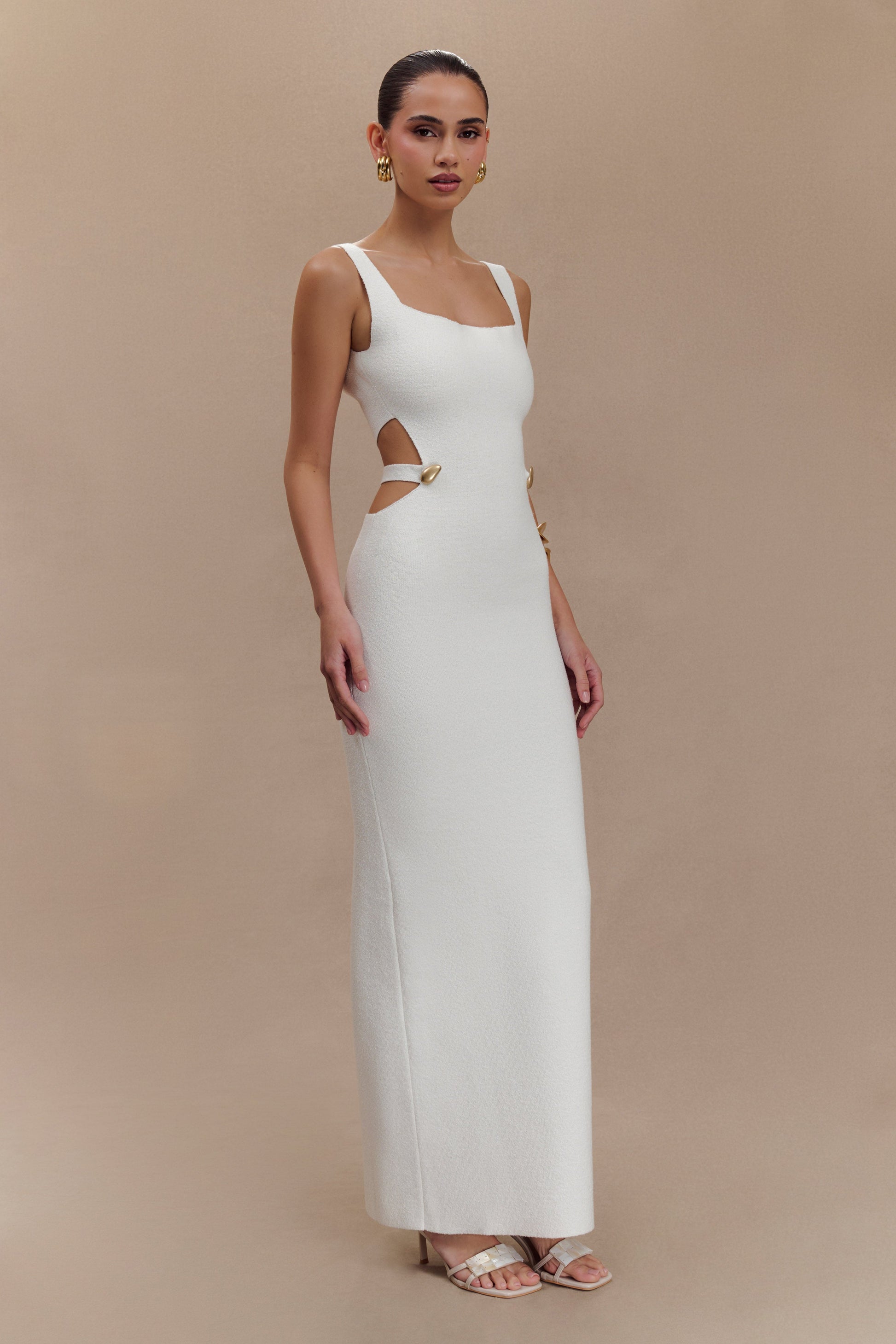 Alysanne Cut Out Knit Maxi Dress - White #3