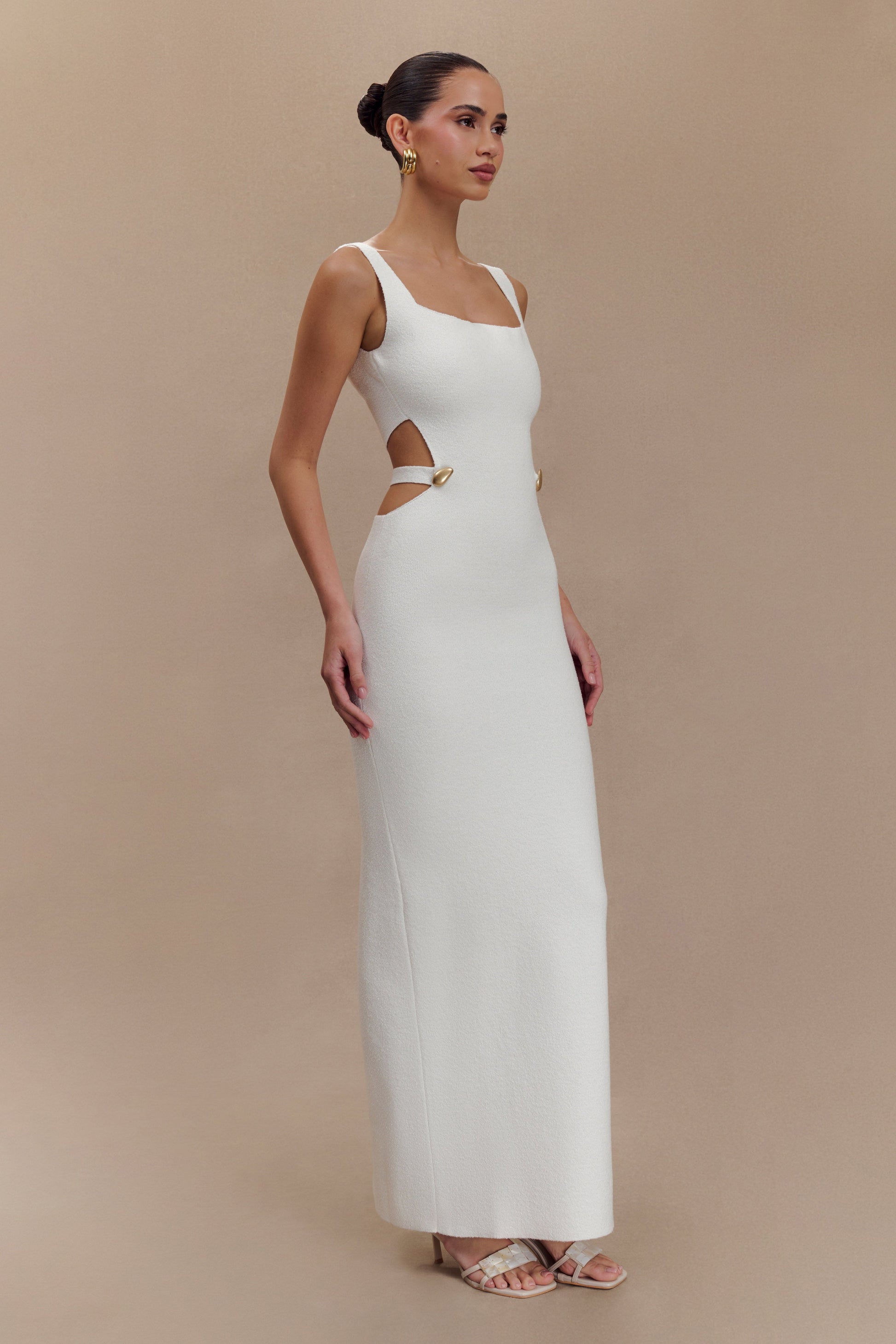 Alysanne Cut Out Knit Maxi Dress - White #4