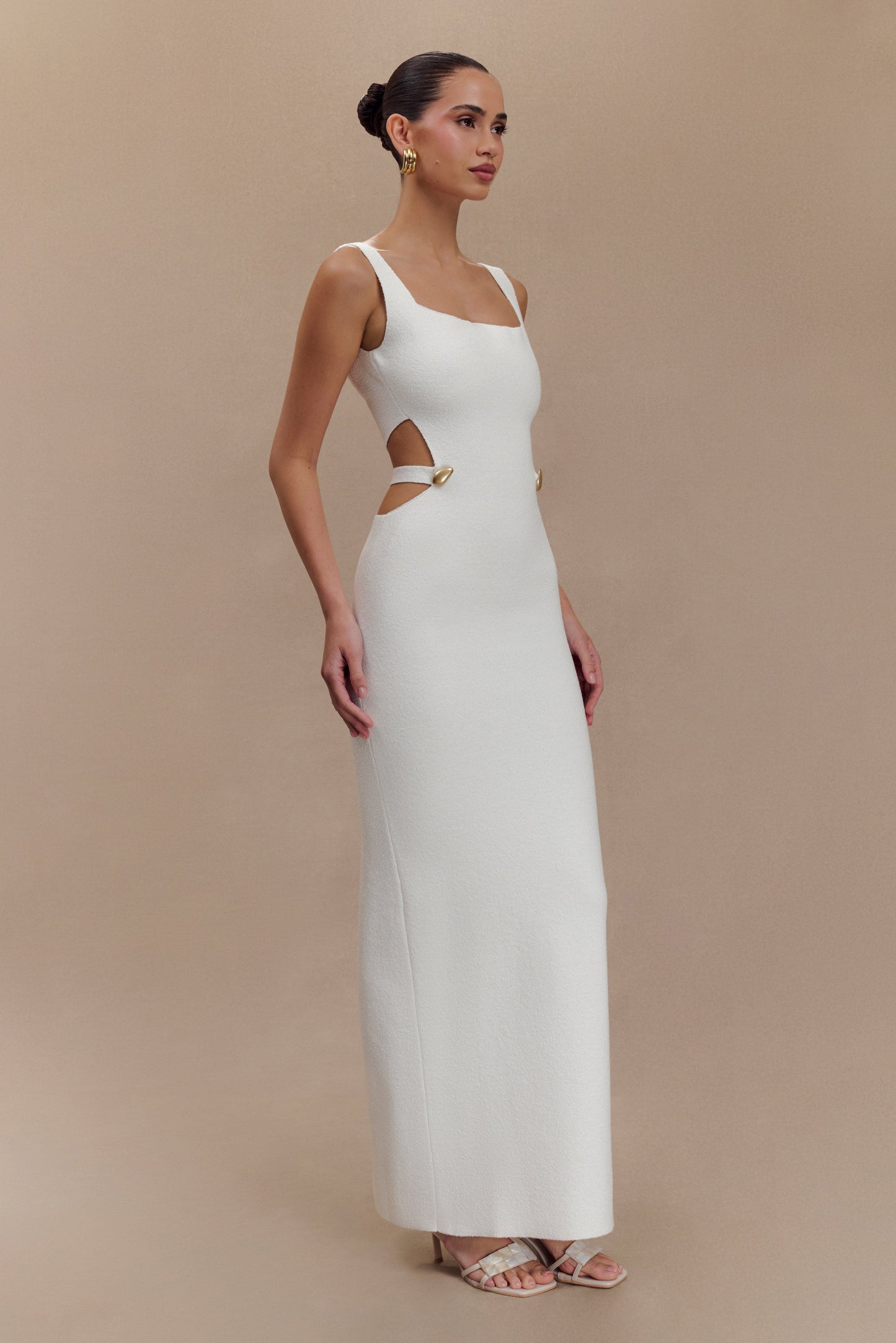 Alysanne Cut Out Knit Maxi Dress - White