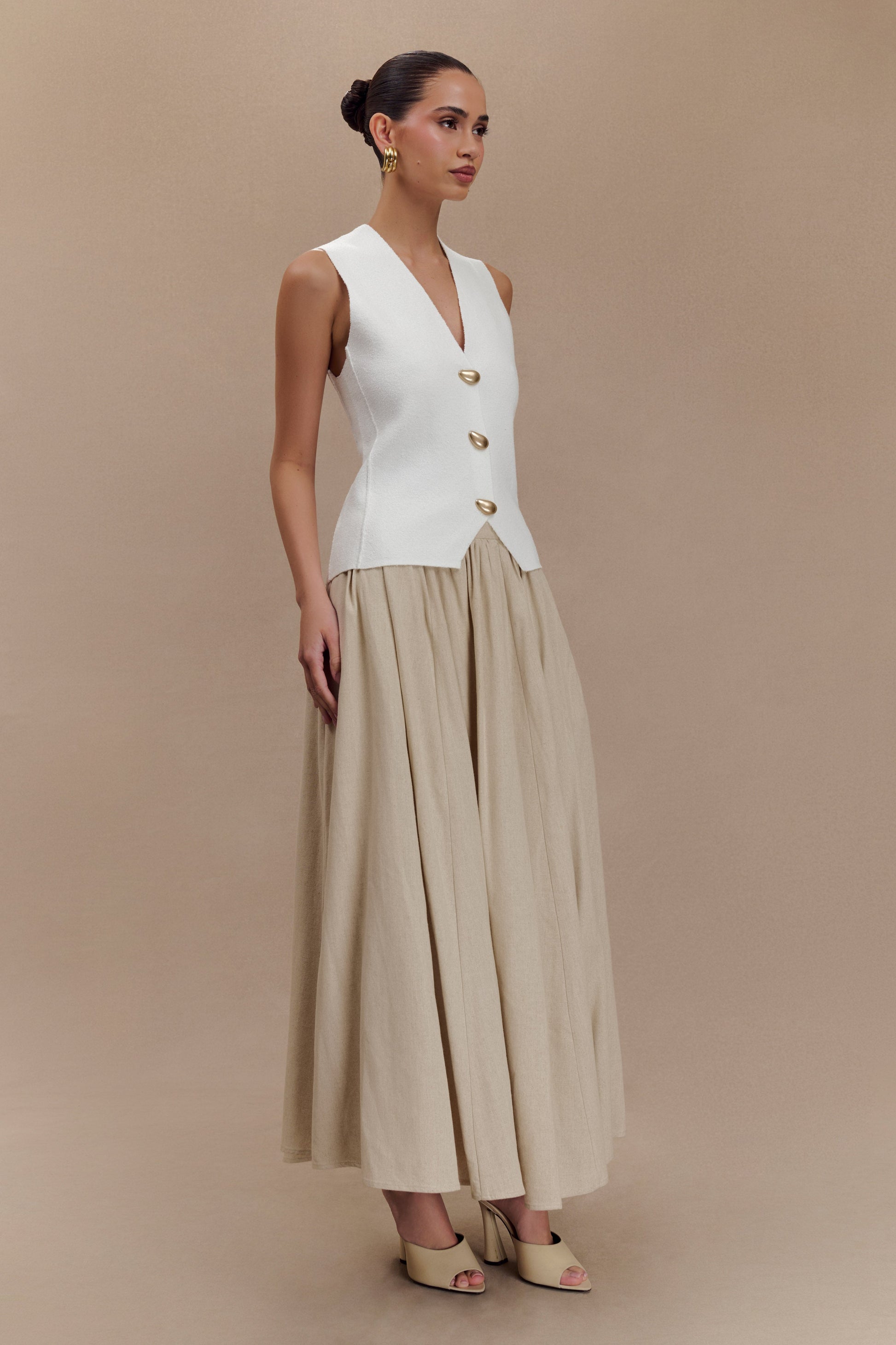 Clarence Linen A-Line Maxi Skirt - Natural #4