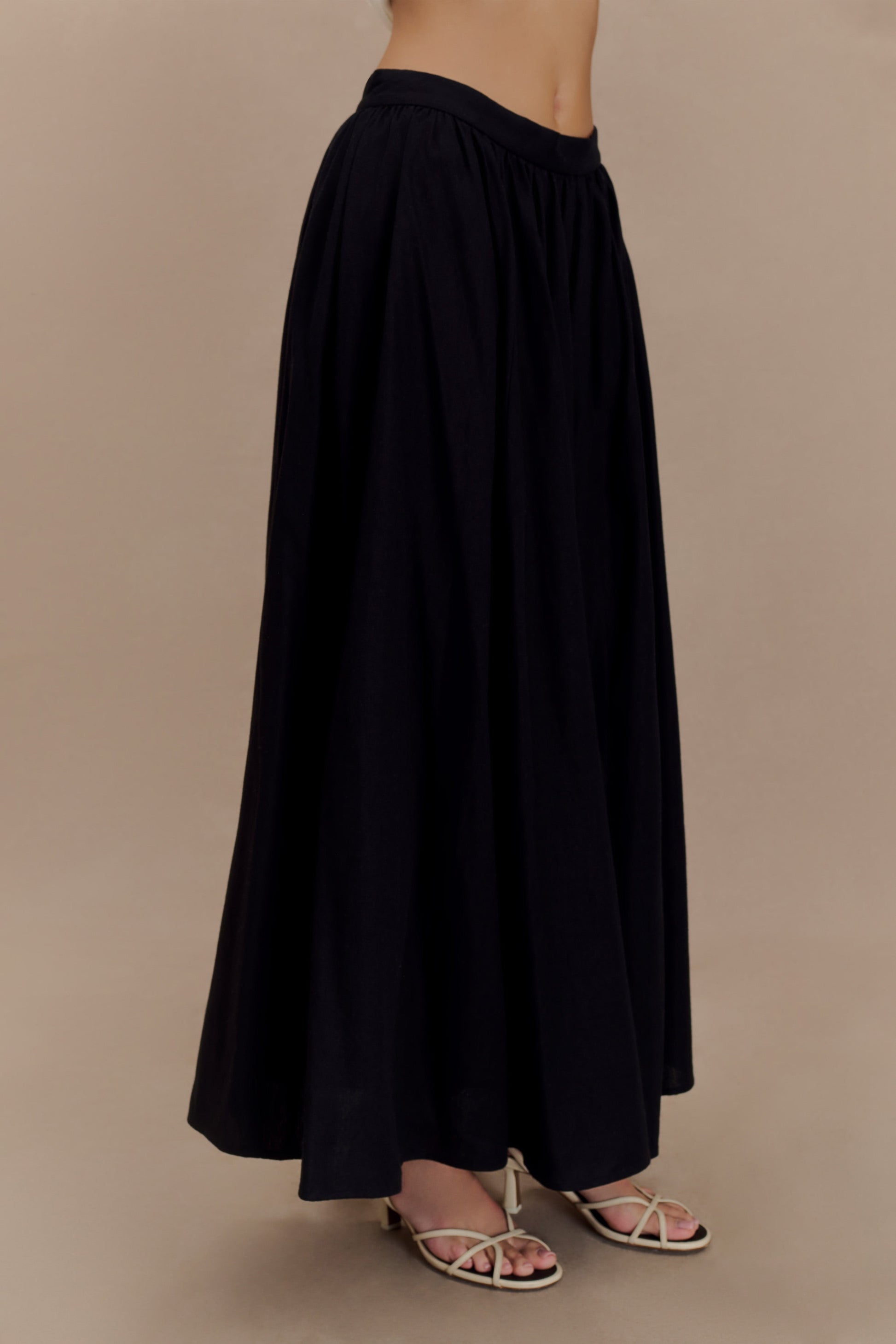 Clarence Linen A-Line Maxi Skirt - Black #7