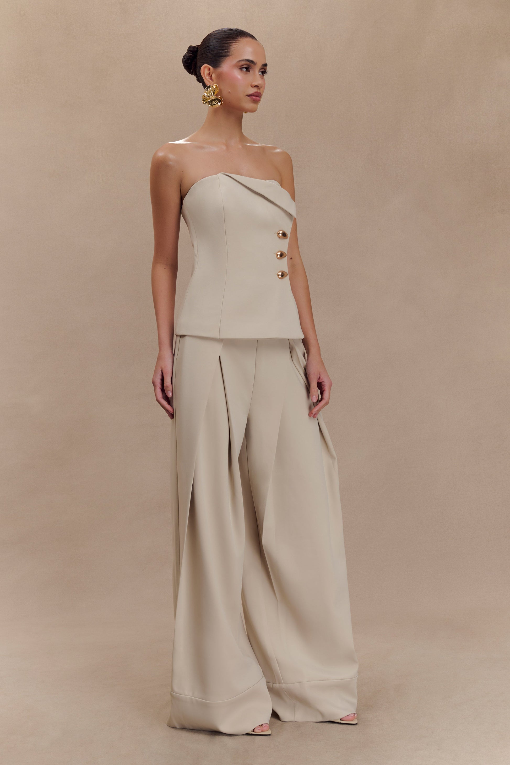 Katarina Wide Leg Suiting Pants - Sand #5