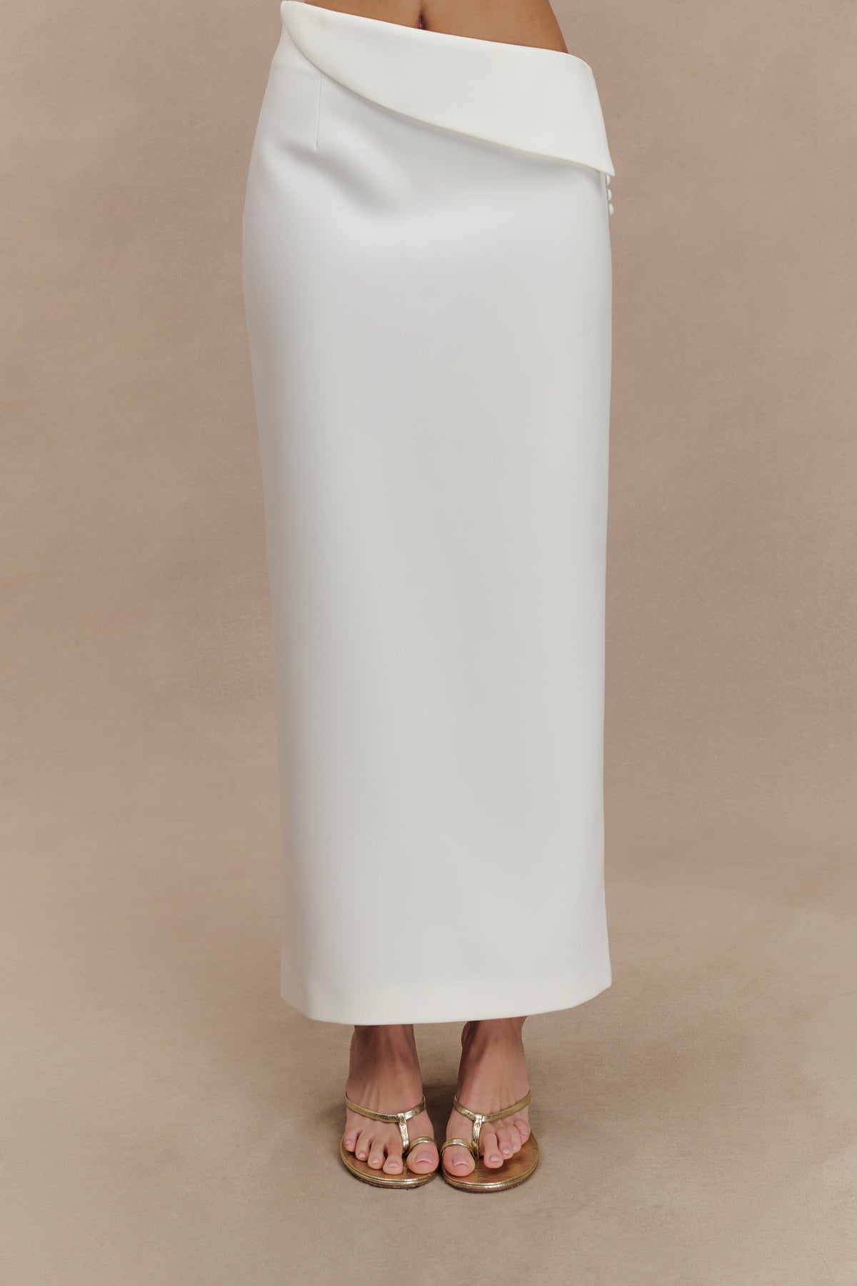 Astrid Suiting Midi Skirt - White
