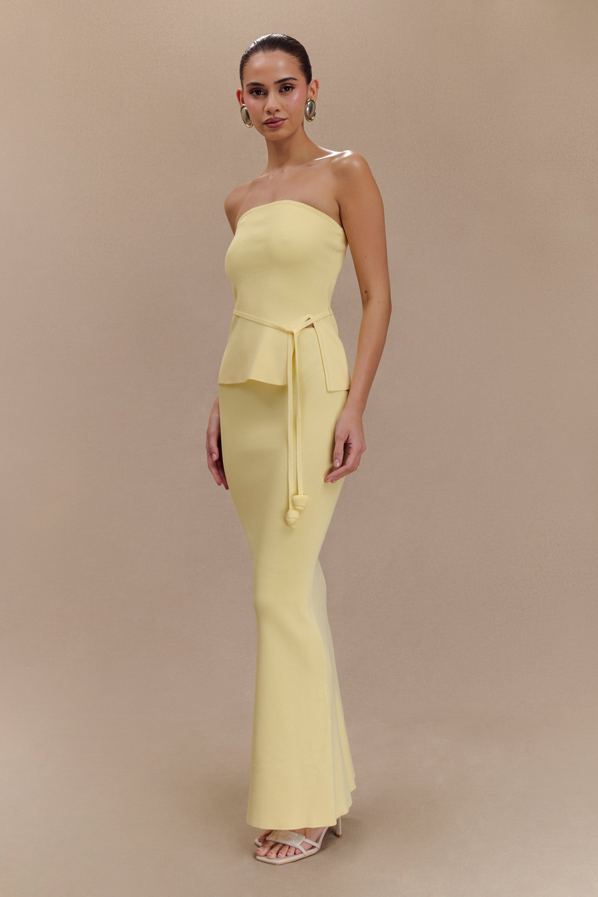 Keaton Fishtail Knit Maxi Skirt - Lemon #5