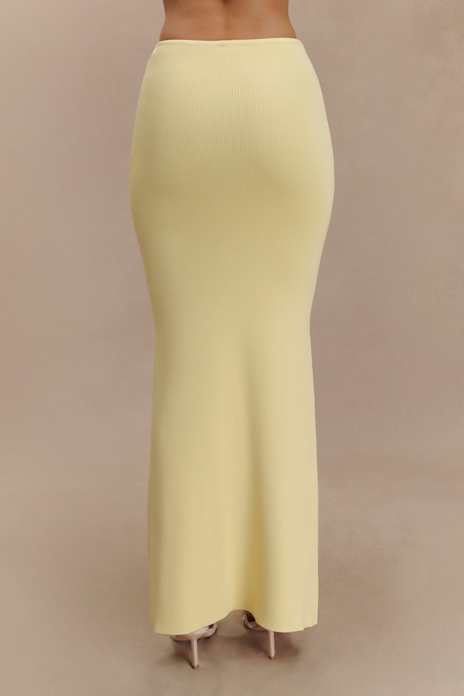 Keaton Fishtail Knit Maxi Skirt - Lemon #3