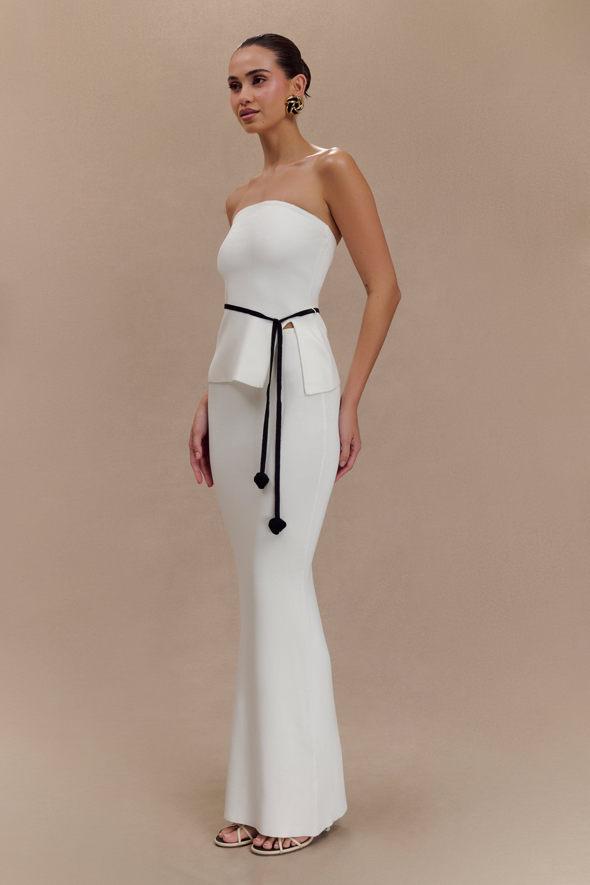 Keaton Fishtail Knit Maxi Skirt - White #3