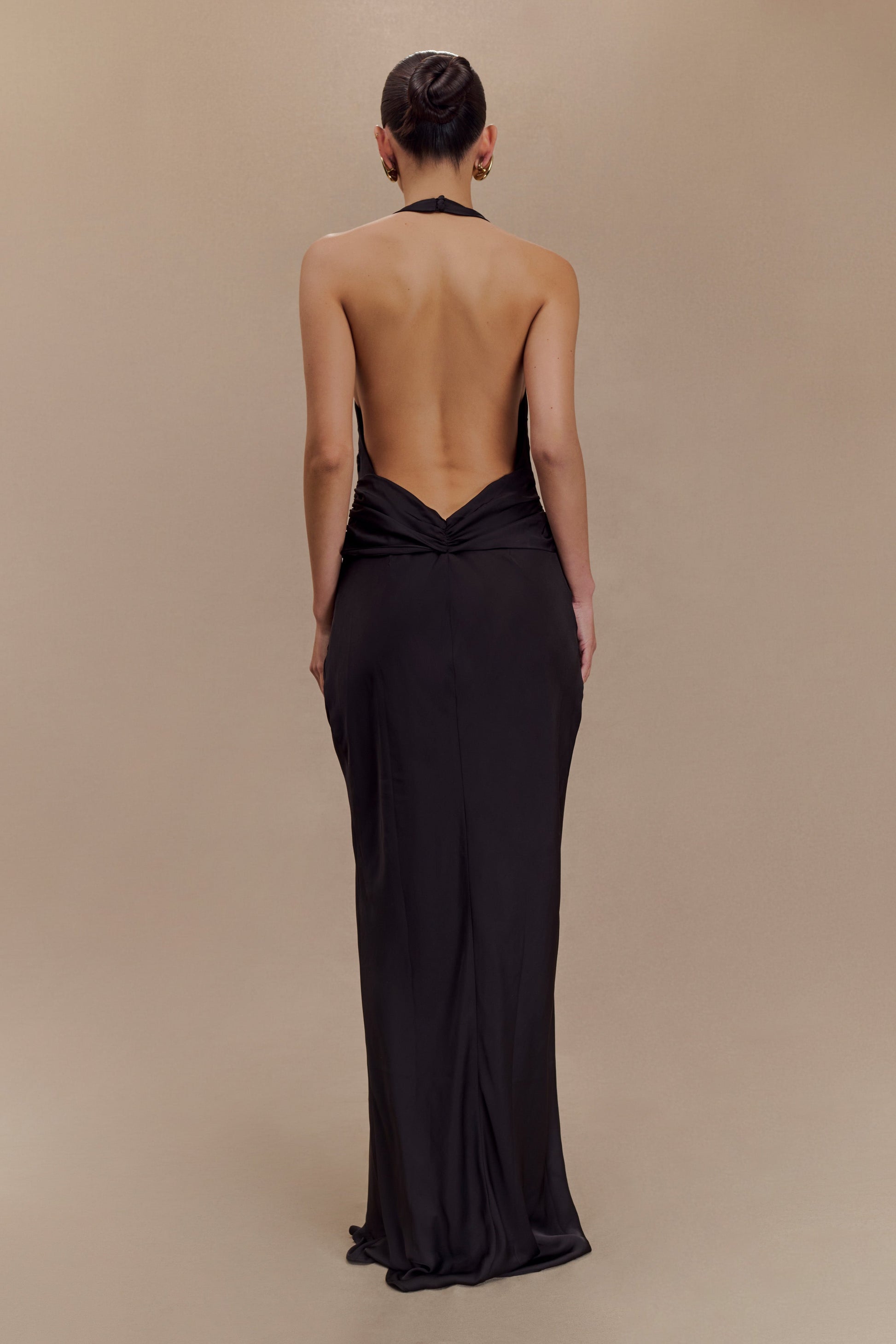 Rinna Satin Halter Maxi Dress - Black #4