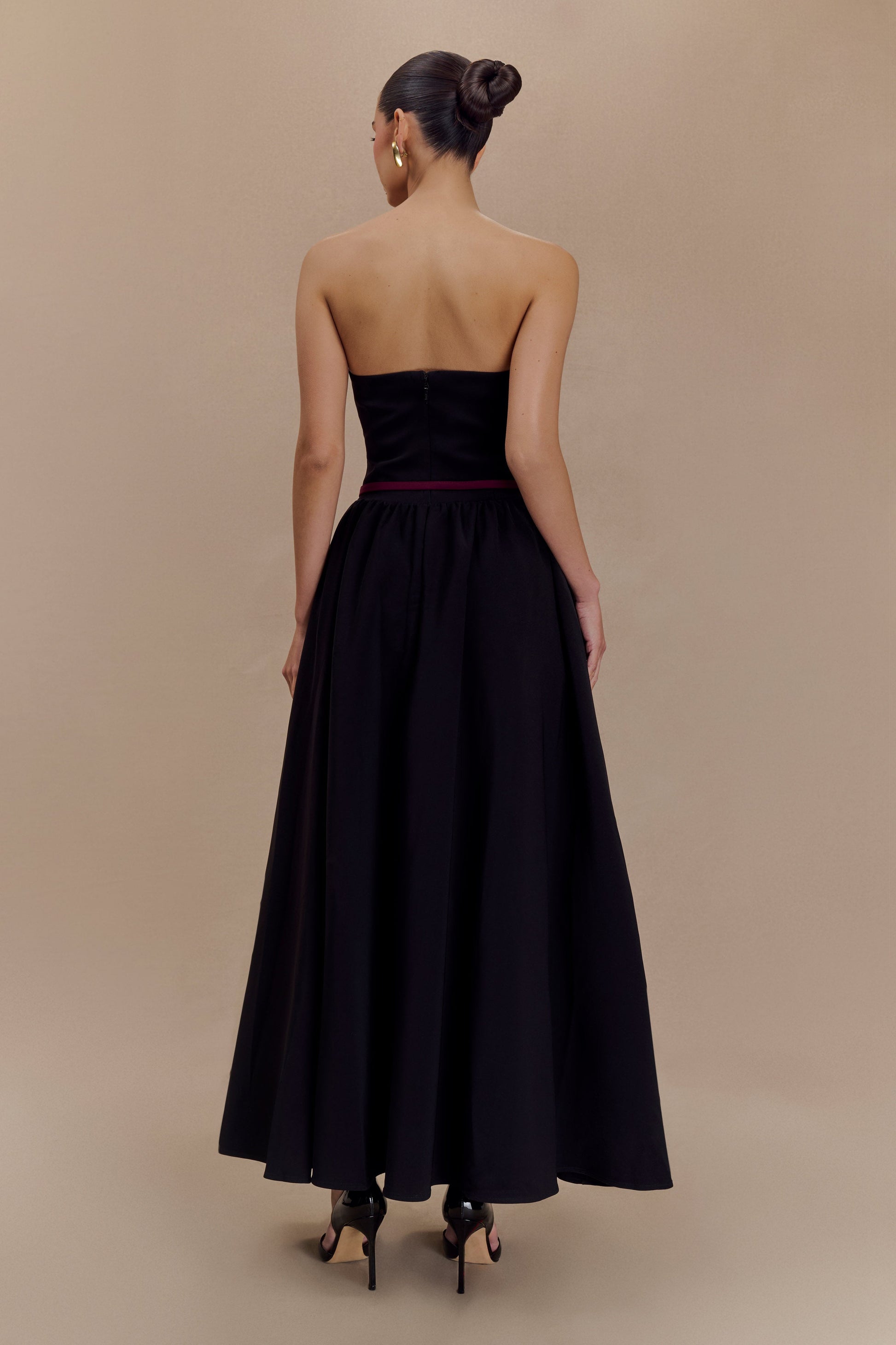 Penny Strapless Contrast Midi Dress - Black & White #5