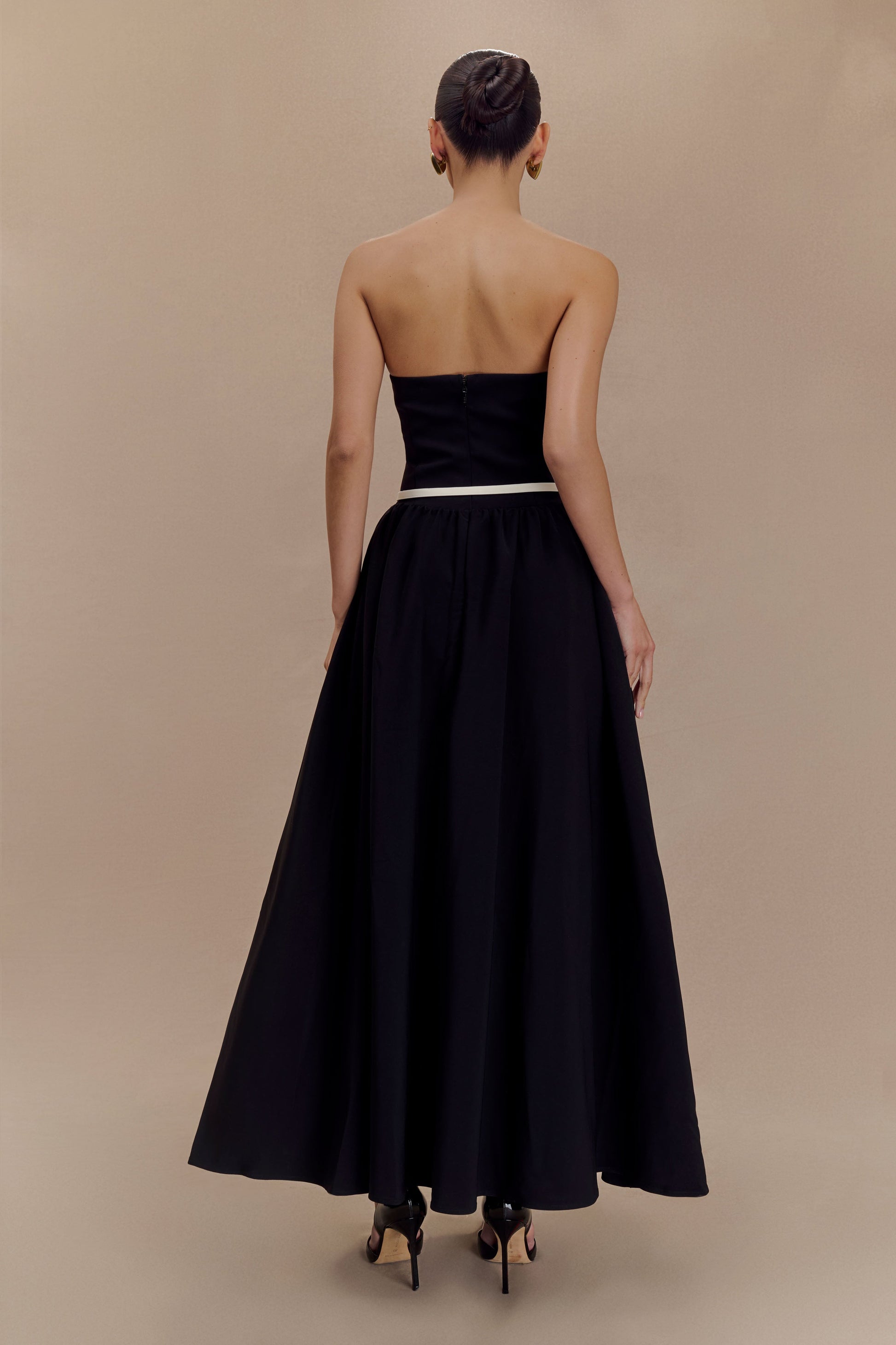 Penny Strapless Contrast Midi Dress - Black & White #2