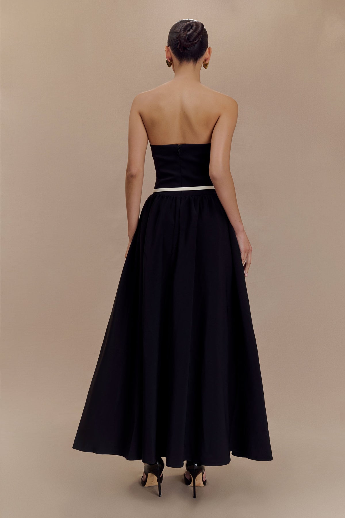 Penny Strapless Contrast Midi Dress - Black & White #2