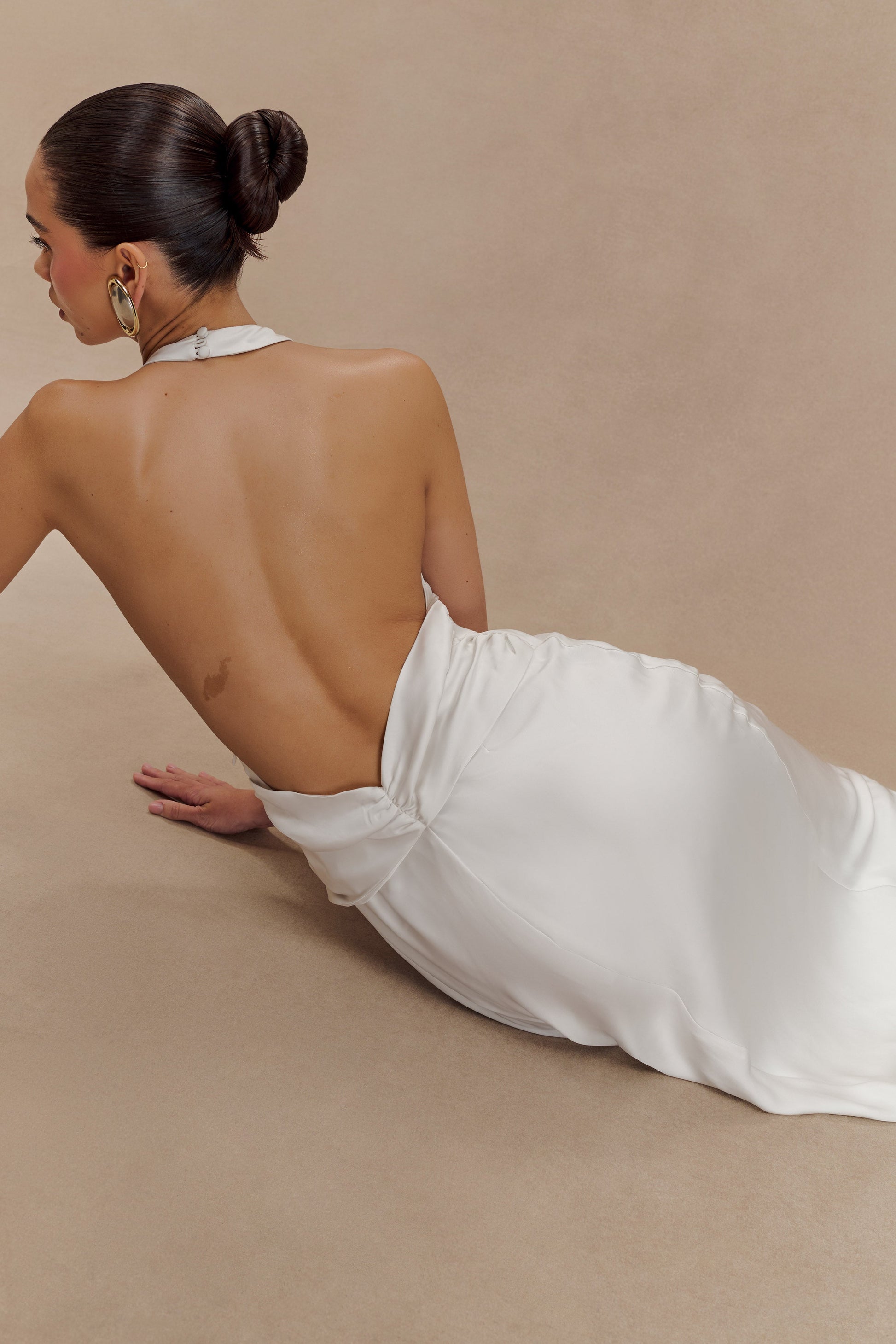 Rinna Satin Halter Maxi Dress - Ivory #3
