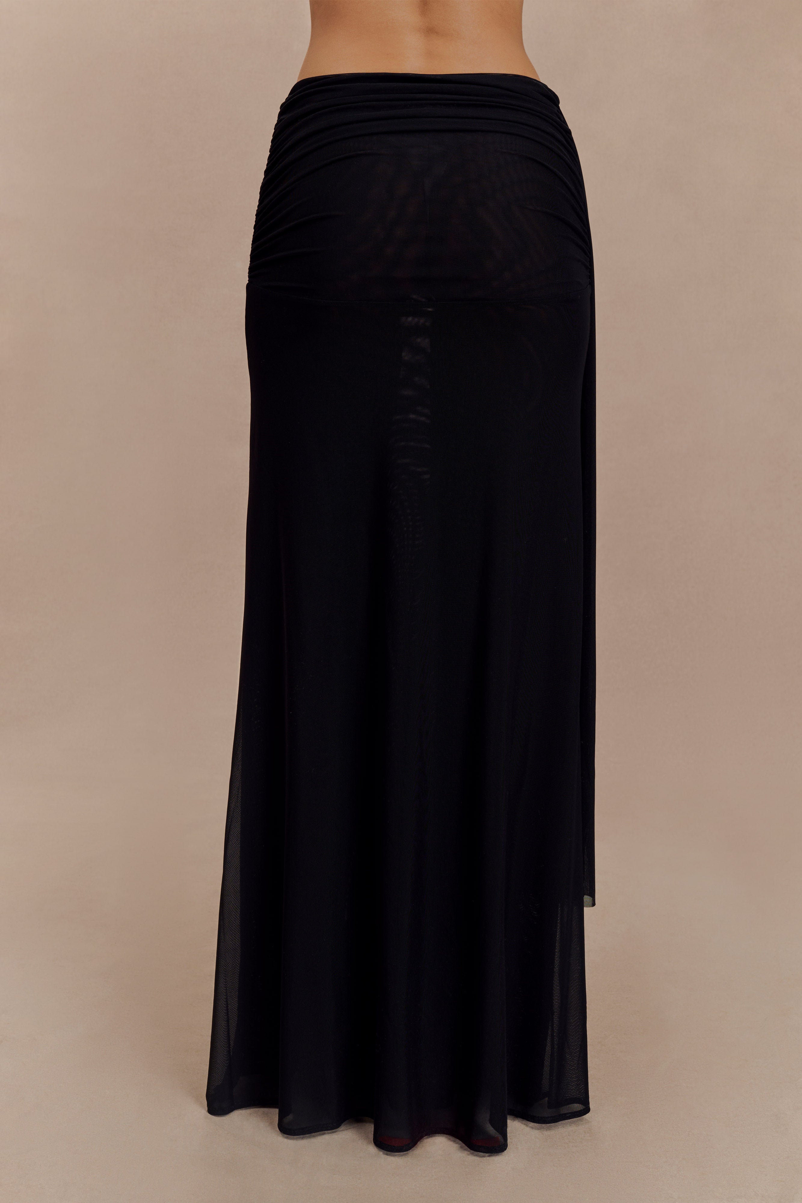 Arna Mesh Maxi Skirt - Black | MESHKI UK