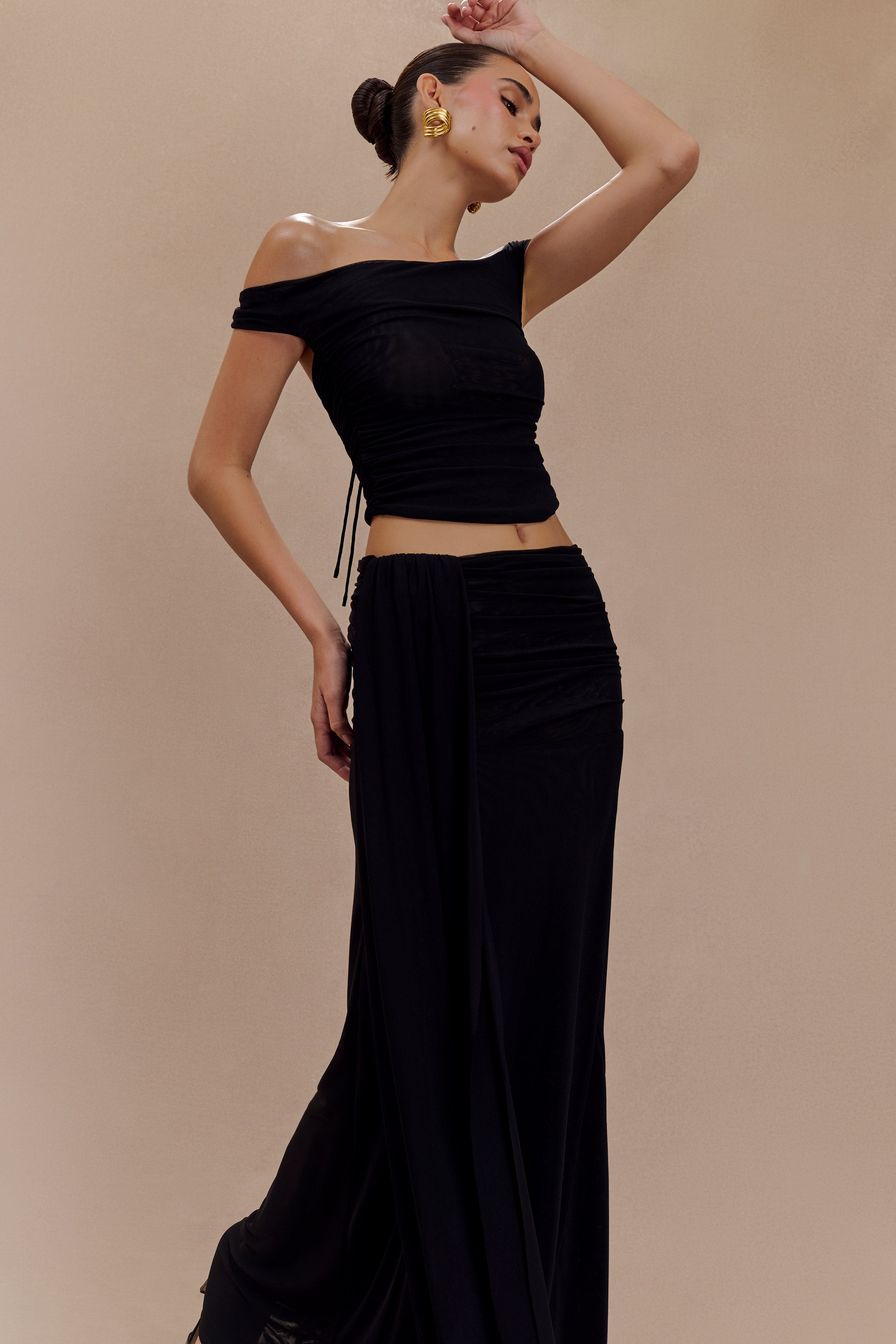 Arna Mesh Maxi Skirt - Black | MESHKI UK