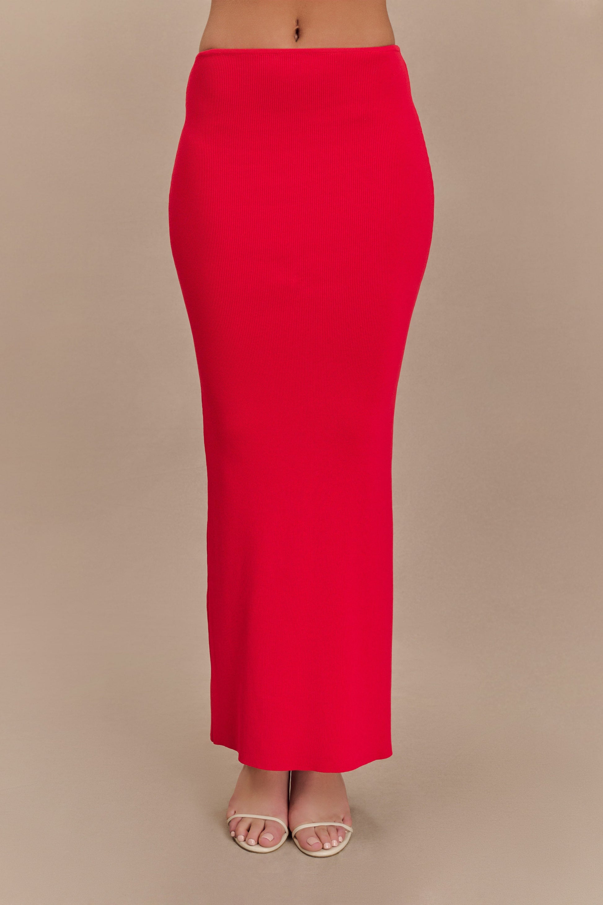 Keaton Fishtail Knit Maxi Skirt - Red #2